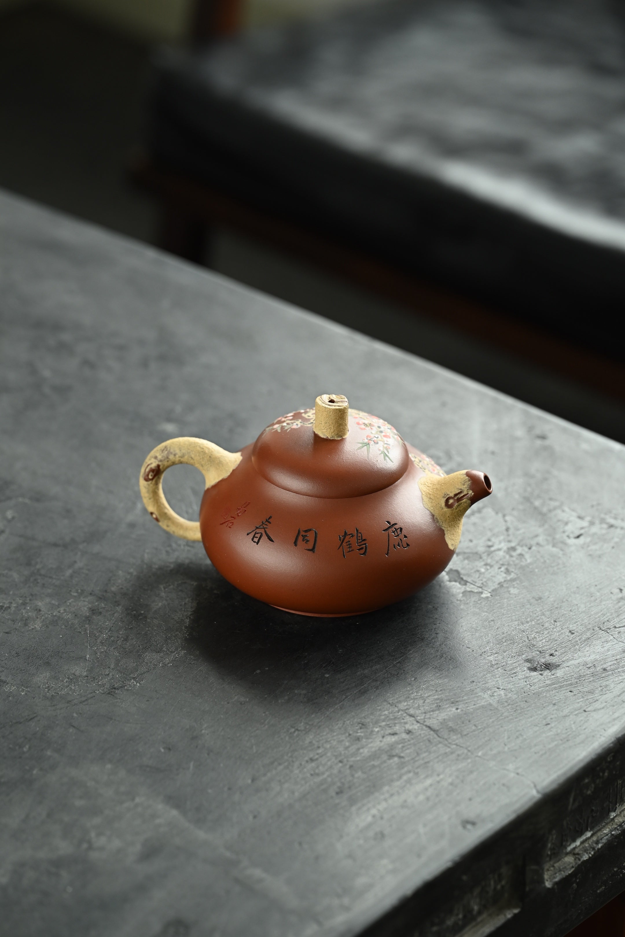 鹿鹤同春·全手工 （双证书）/高工蒋锡坤作品/中央美院教授南景黎装饰 /容量330cc/景舟红泥