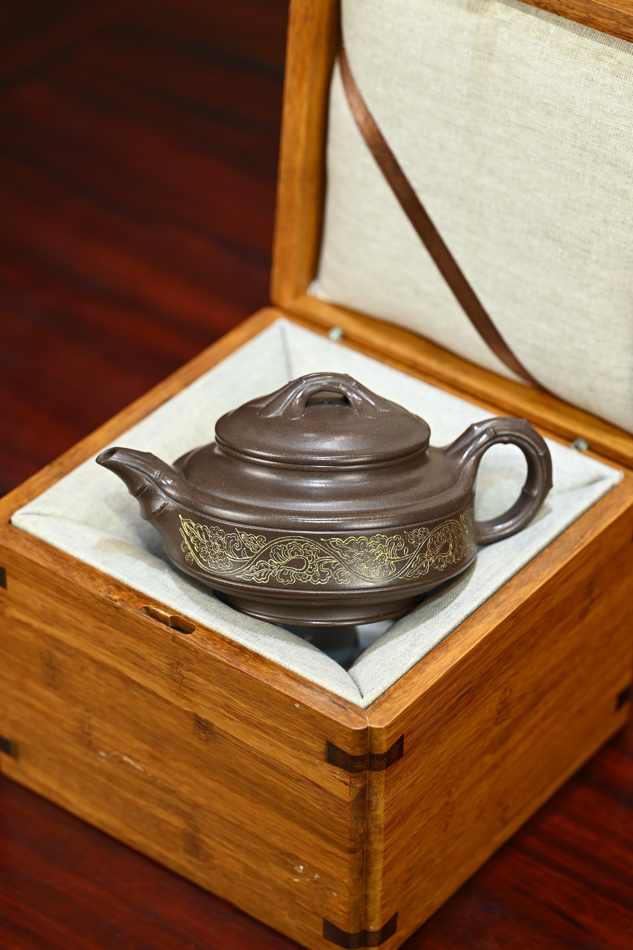 双线竹鼓·全手工 /高工蒋锡坤作品 /容量300cc/深井老紫泥