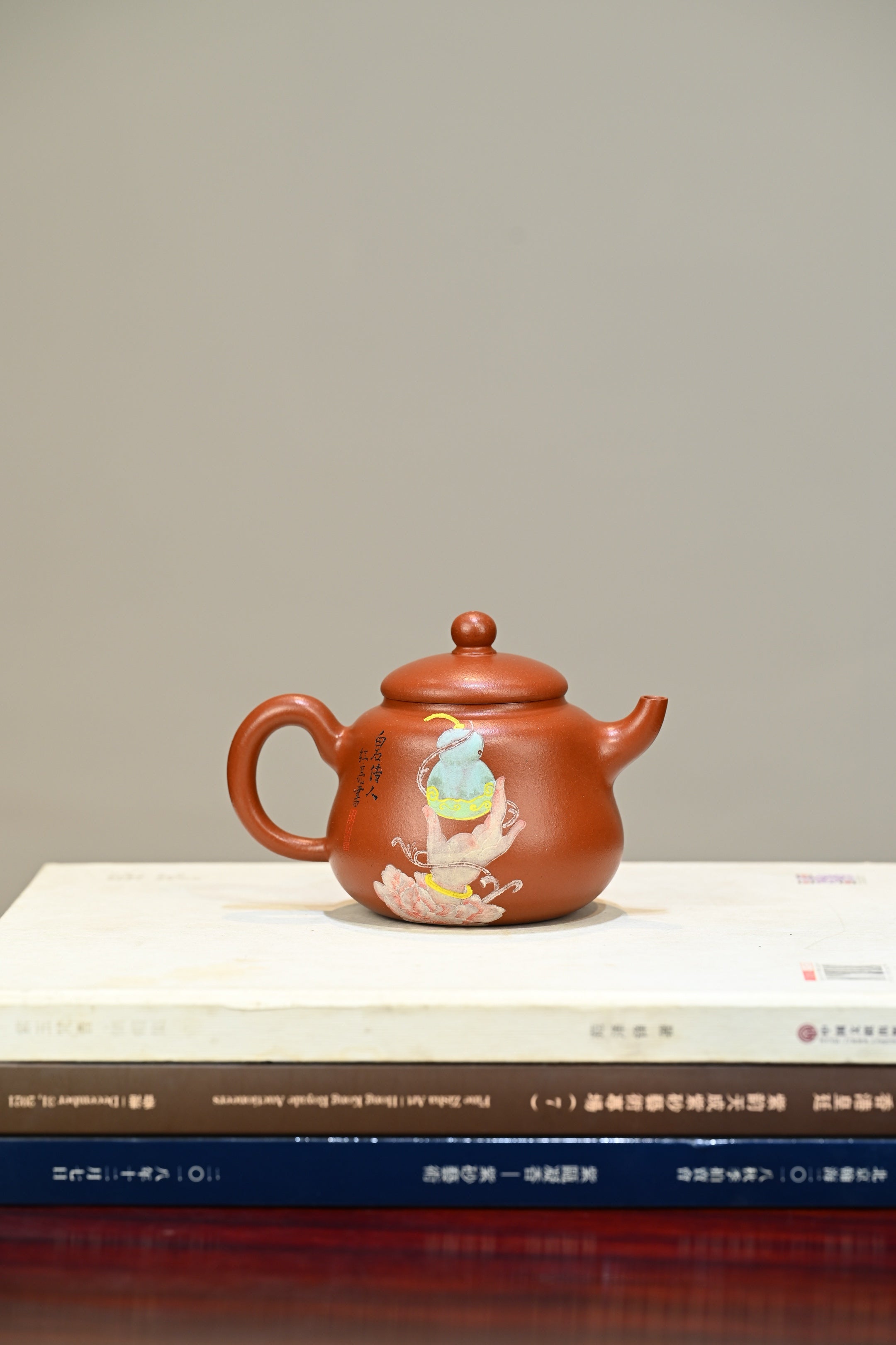 福禄·全手工 （双证书）高工蒋锡坤作品 中央美院教授李洪亮装饰(师从李可染） 容量300cc/景舟红泥