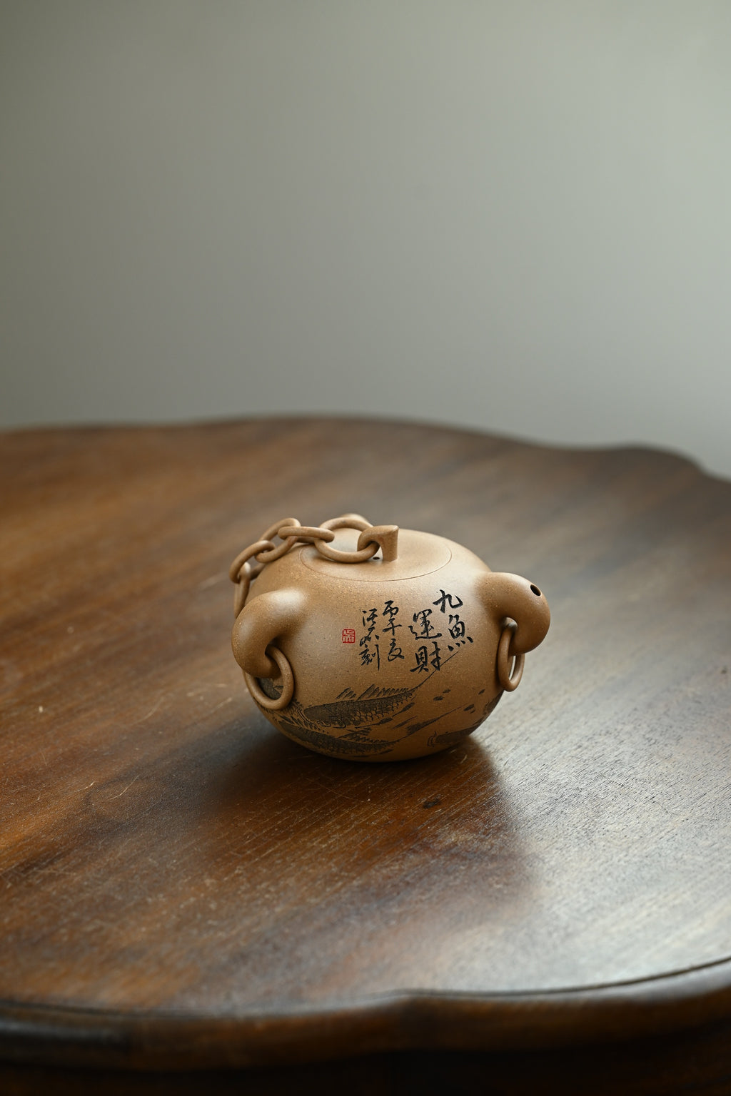 搏浪锥·全手工 大拍陶手朱朝辉作品（师承陈国良大师） 陶刻大赛金奖吴志军装饰（师承毛国强大师）容量530cc/极品段泥
