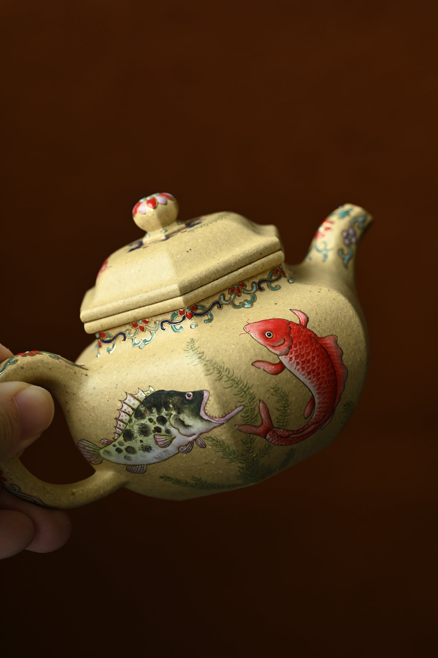 富贵有余·全手工 全手工大赛二等奖大拍陶手吴涛作品 /容量200cc/本绿珐琅彩