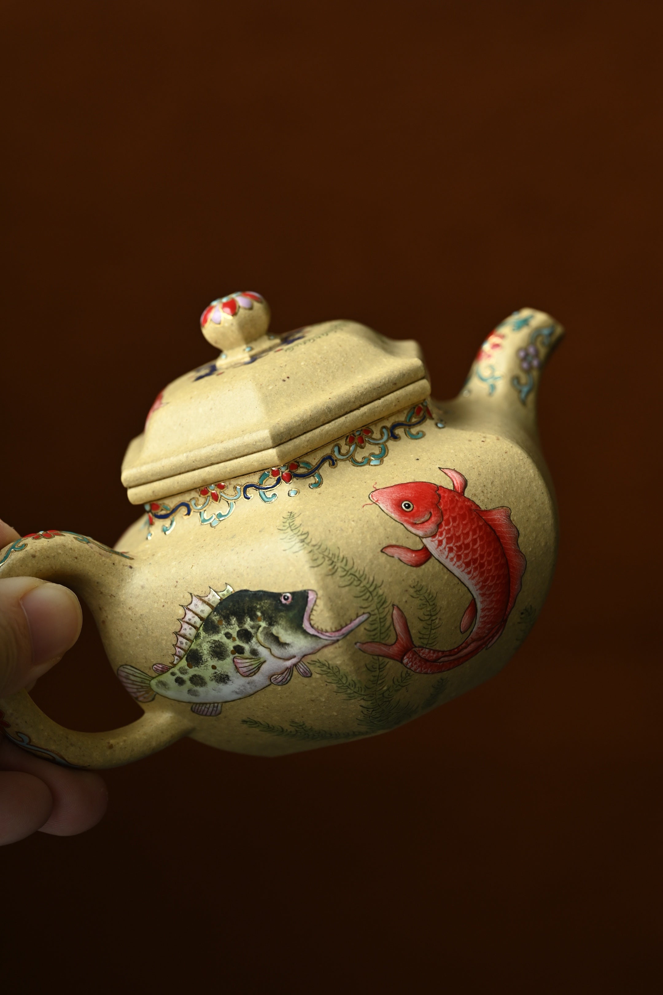 富贵有余·全手工 全手工大赛二等奖大拍陶手吴涛作品 /容量200cc/本绿珐琅彩