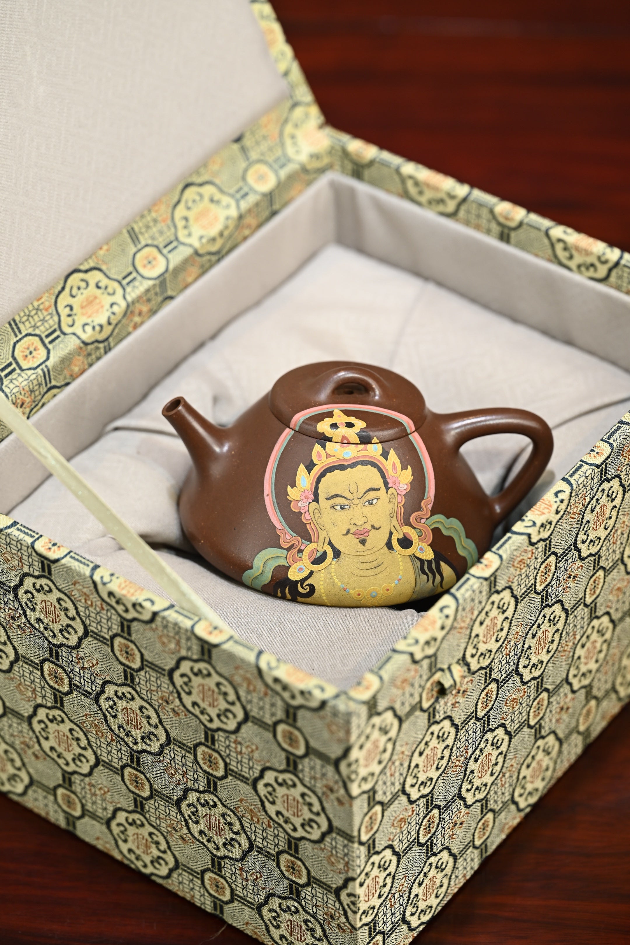 子冶石瓢·全手工 王超鹏刻财神经大拍陶手雷罡作品（师承范伟群）容量260cc/家藏底槽清