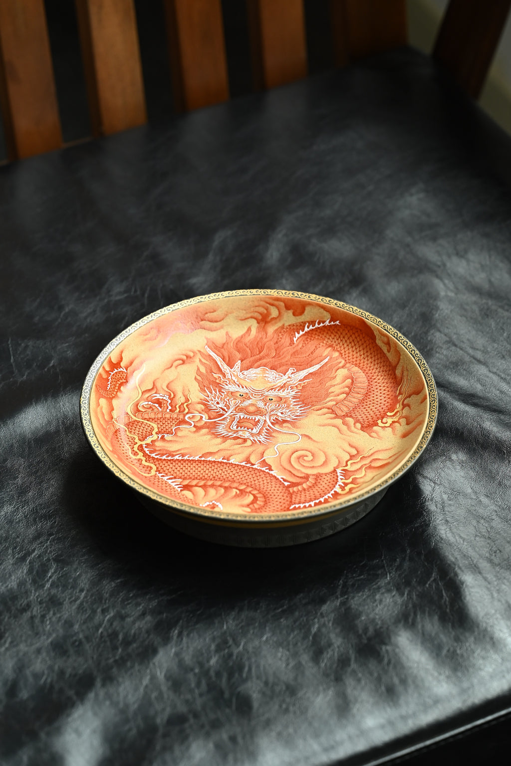 祥龙献瑞壶承·全手工卓金工匠顶级矾红金作品/直径207mm/高45mm/段泥矾红金