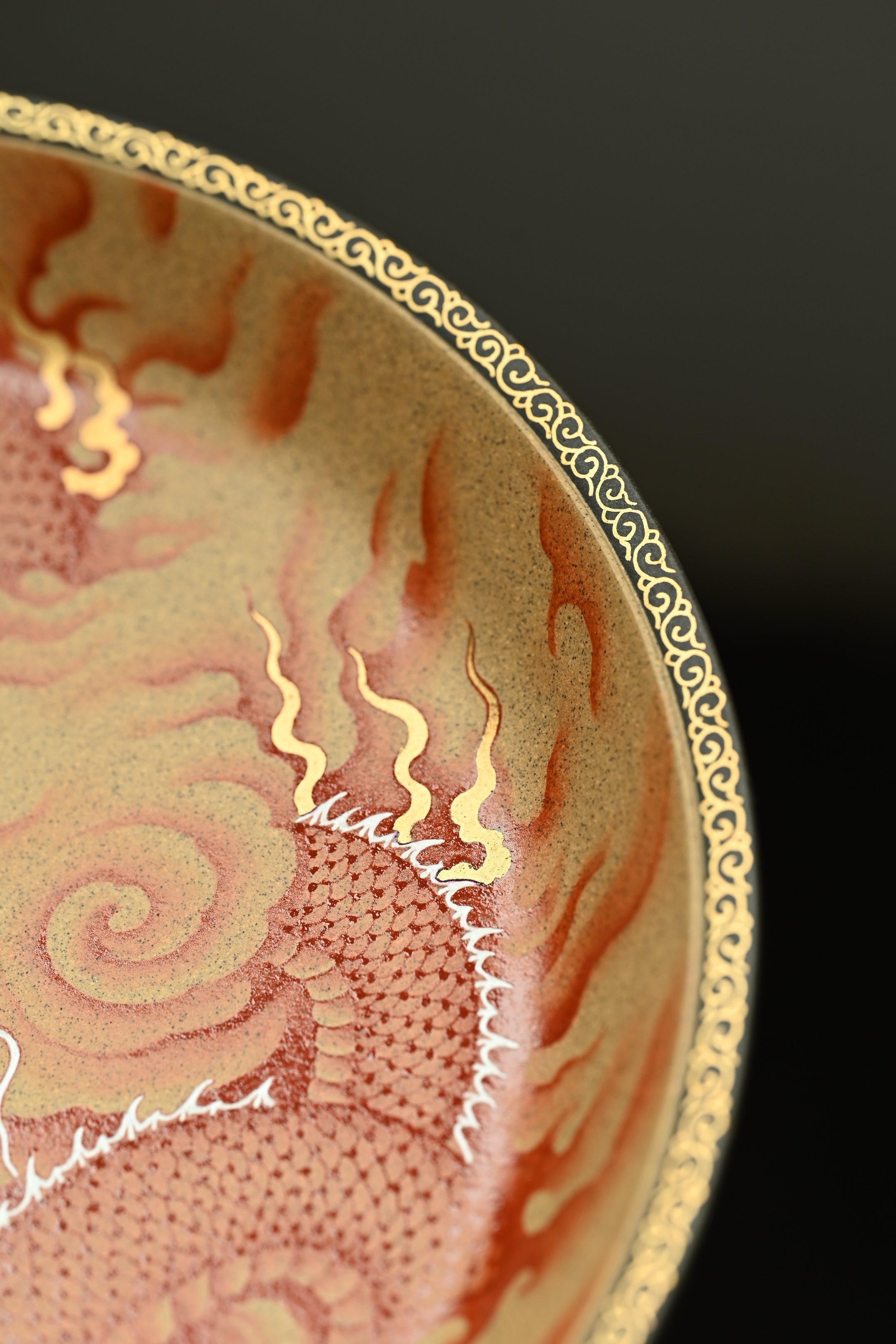 祥龙献瑞壶承·全手工卓金工匠顶级矾红金作品/直径207mm/高45mm/段泥矾红金