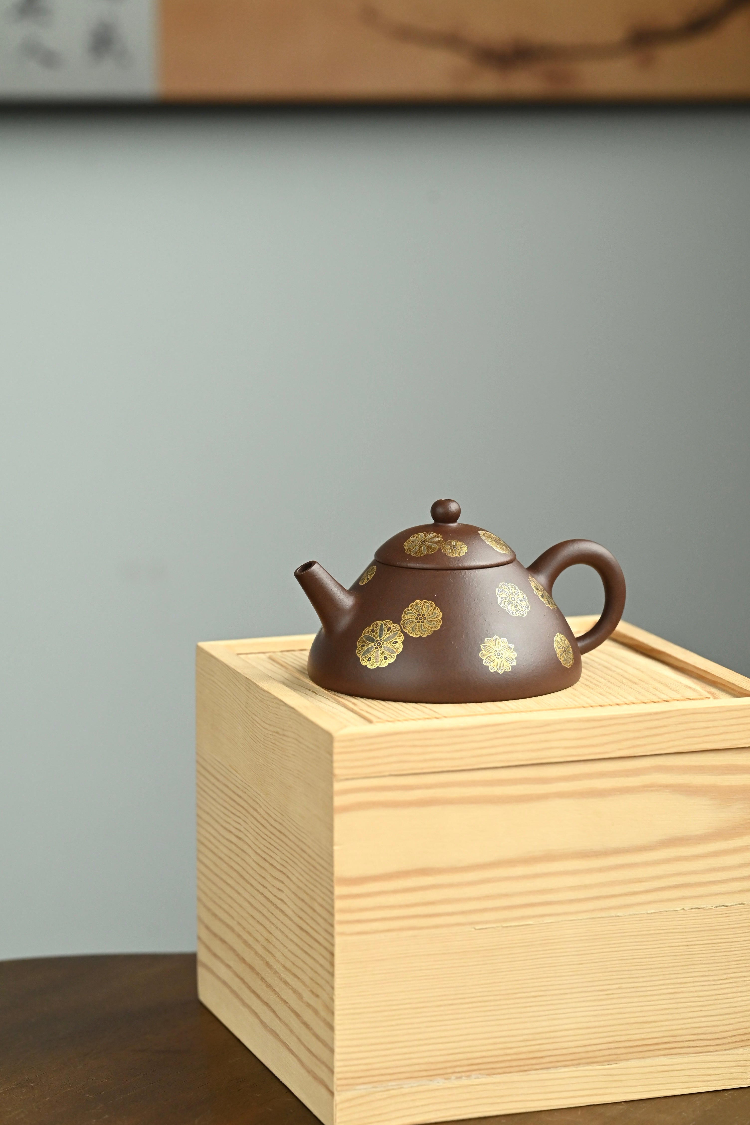 汉民石瓢·全手工卓金工匠金银搓作品容量150cc/原矿紫泥