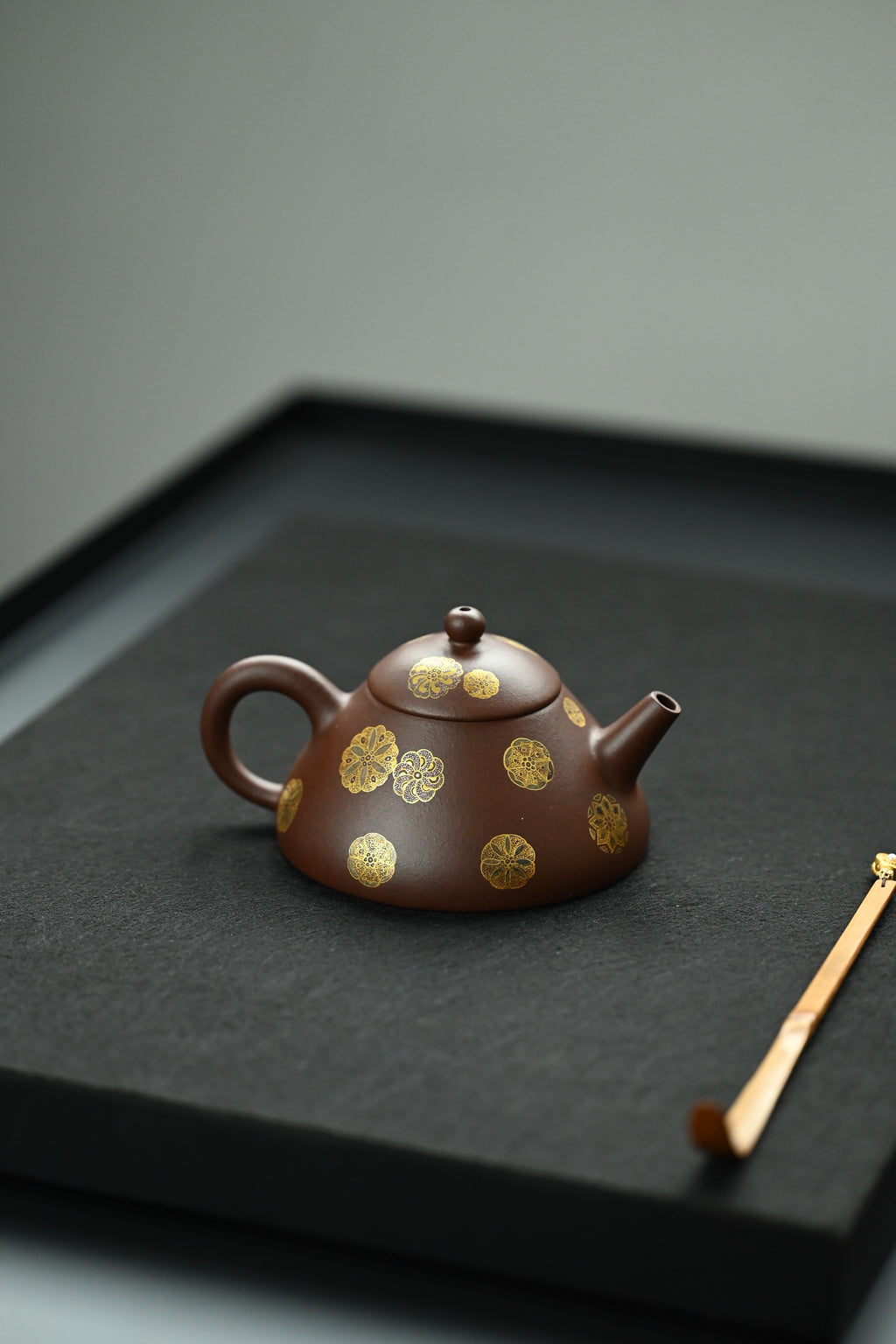汉民石瓢·全手工卓金工匠金银搓作品容量150cc/原矿紫泥