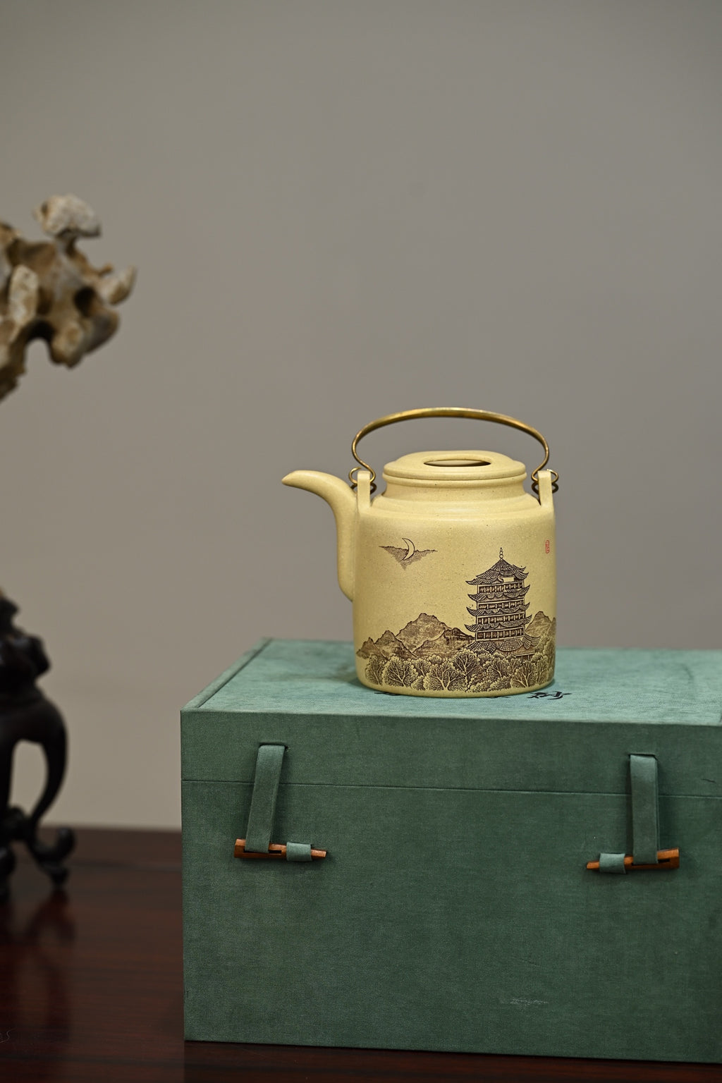 洋桶·全手工 /江苏省陶瓷艺术名人正高工许学芳作品 /容量480cc/一厂本山绿