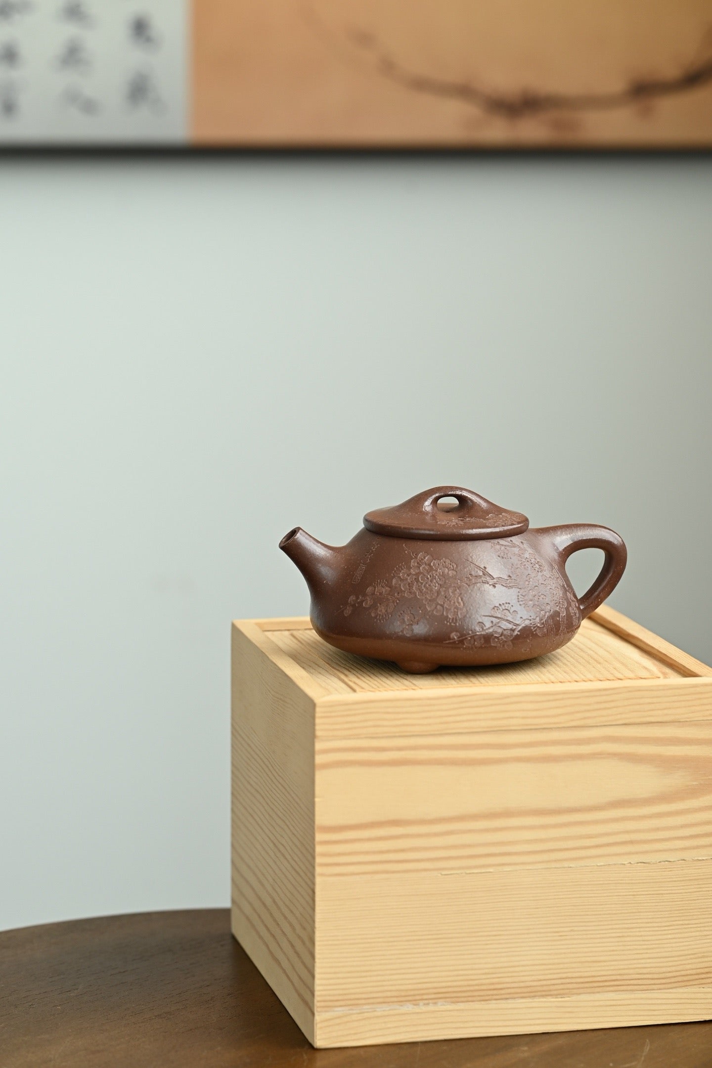 景舟石瓢·全手工 （双证书）清华美院教授李燕装饰 容量300cc/紫玉金砂