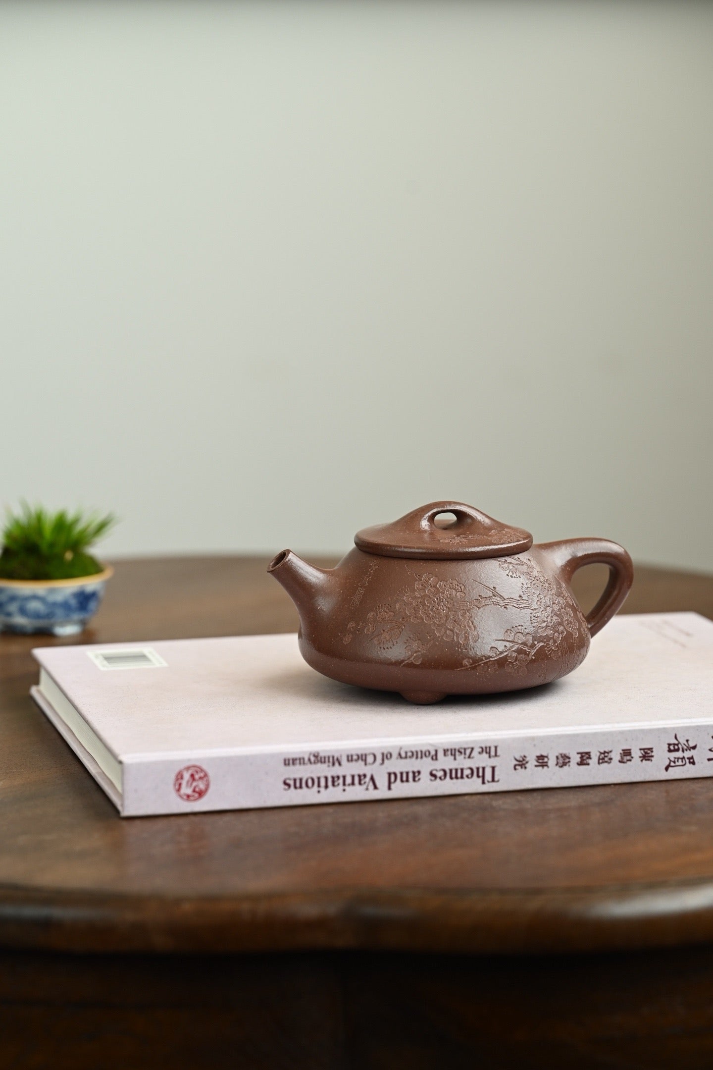 景舟石瓢·全手工 （双证书）/高工蒋锡坤作品 /清华美院教授李燕装饰容量300cc/紫玉金砂