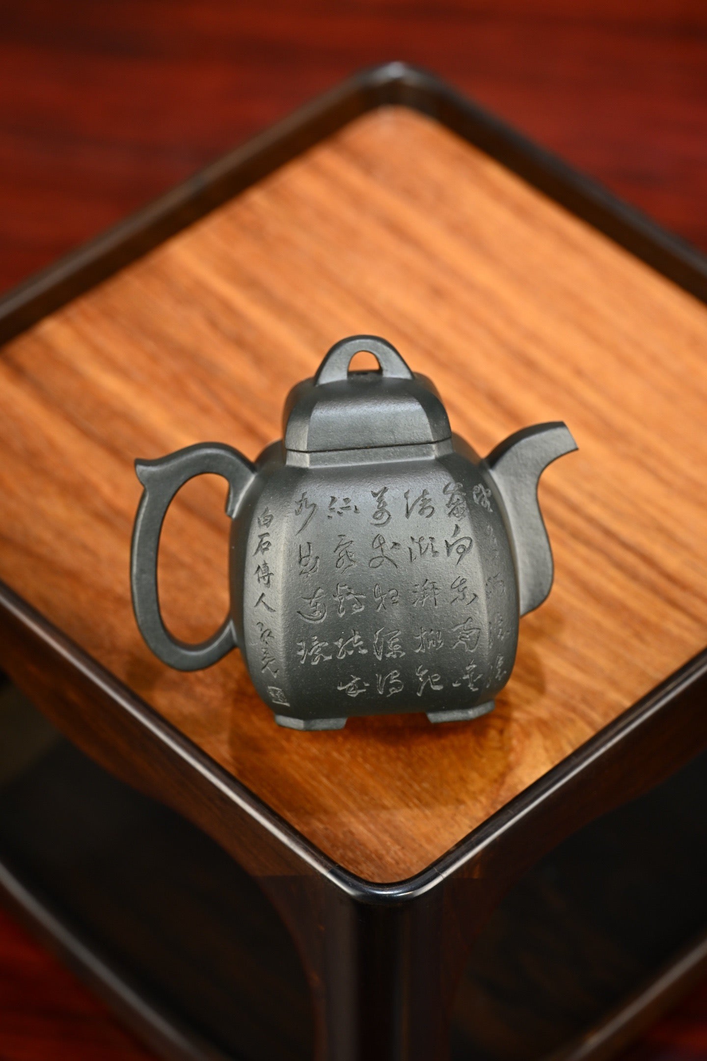 福临八方·全手工 （双证书）高工蒋锡坤作品 中央美院教授李洪亮装饰(师从李可染） 容量280cc/可心墨绿泥