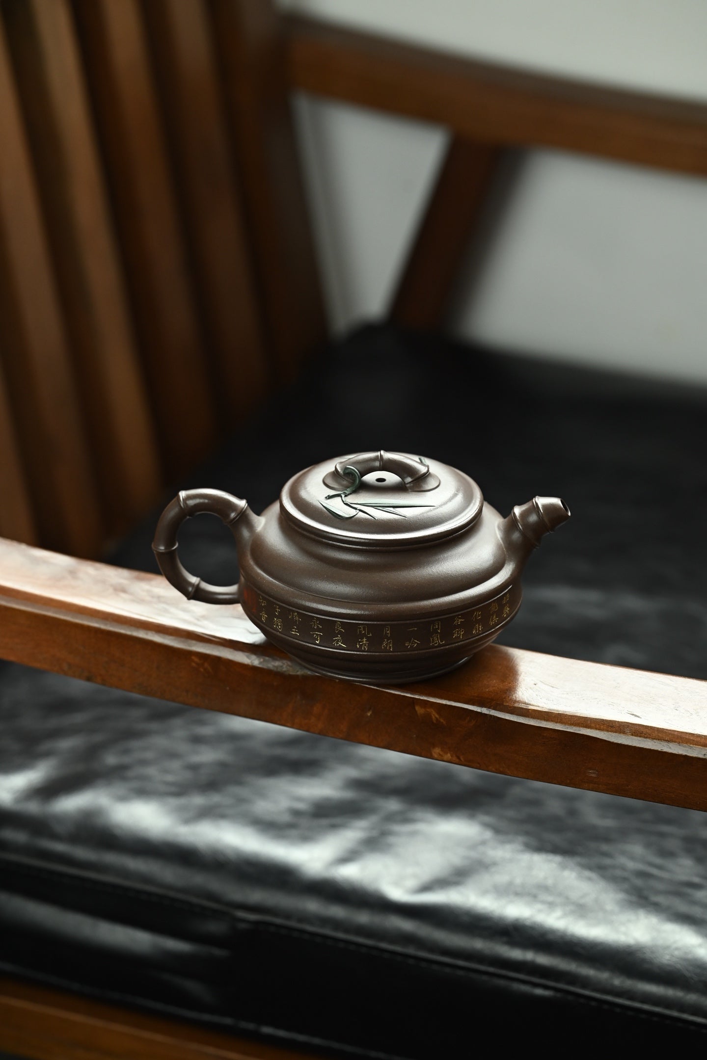 双线竹鼓套组·全手工/高工蒋锡坤作品 /容量300cc/深井老紫泥