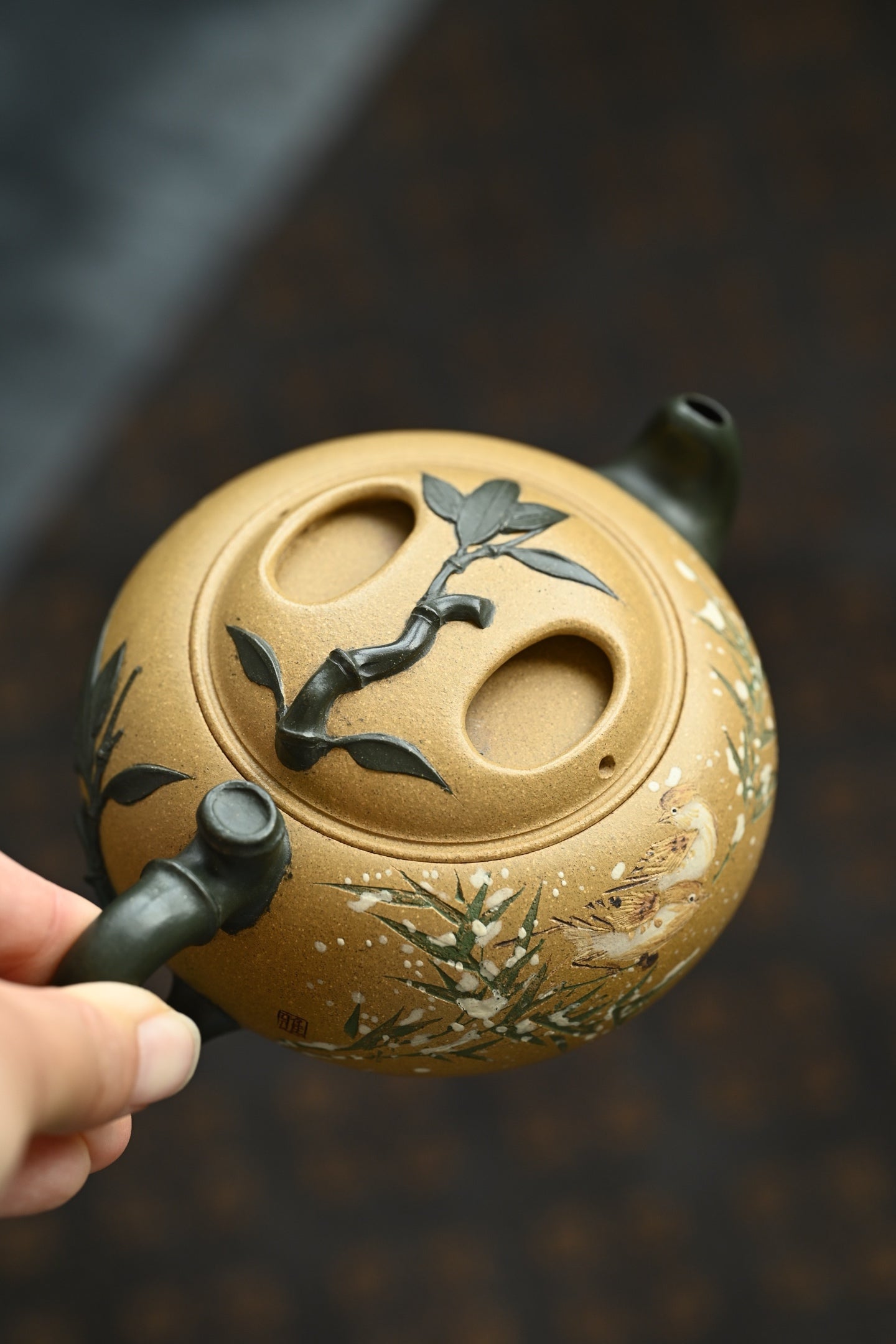 竹趣牛盖·全手工 （双证书）高工蒋锡坤作品中央美院教授李洪亮装饰(师从李可染）容量230cc/原矿段泥