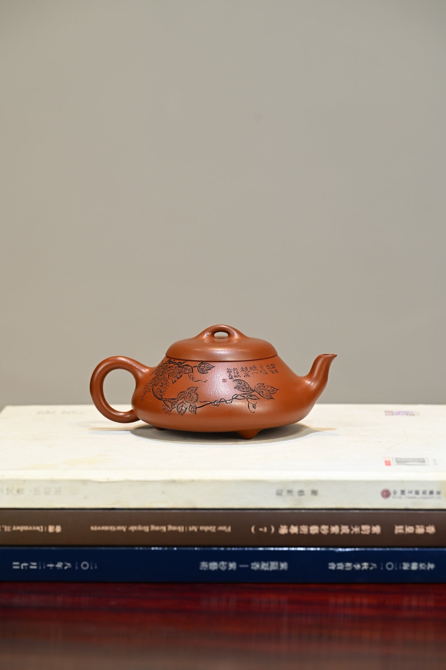 汉棠石瓢·全手工（省大师桑黎兵刻绘+双证书）/紫砂十二精英之首，省大师桑黎兵儿子桑崧杰作品 容量300cc/鸡血大红袍
