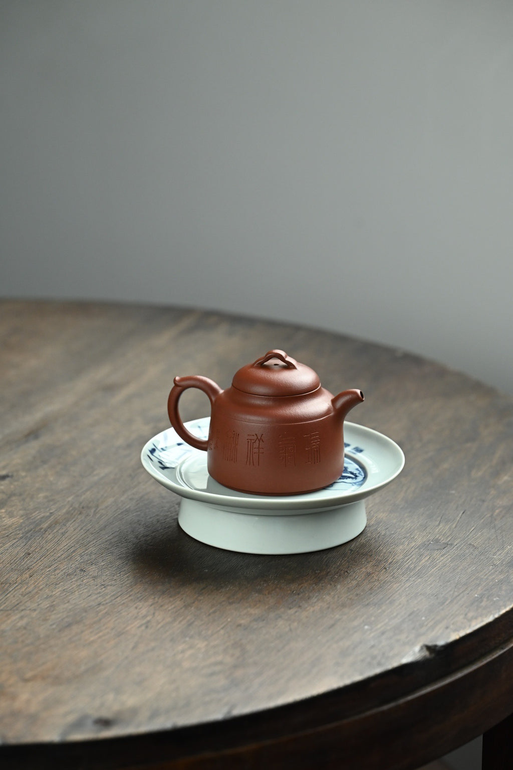 秦宇·全手工 董晓勇门下金海晶作品+钱琦刻绘 容量190cc/原矿大红泥