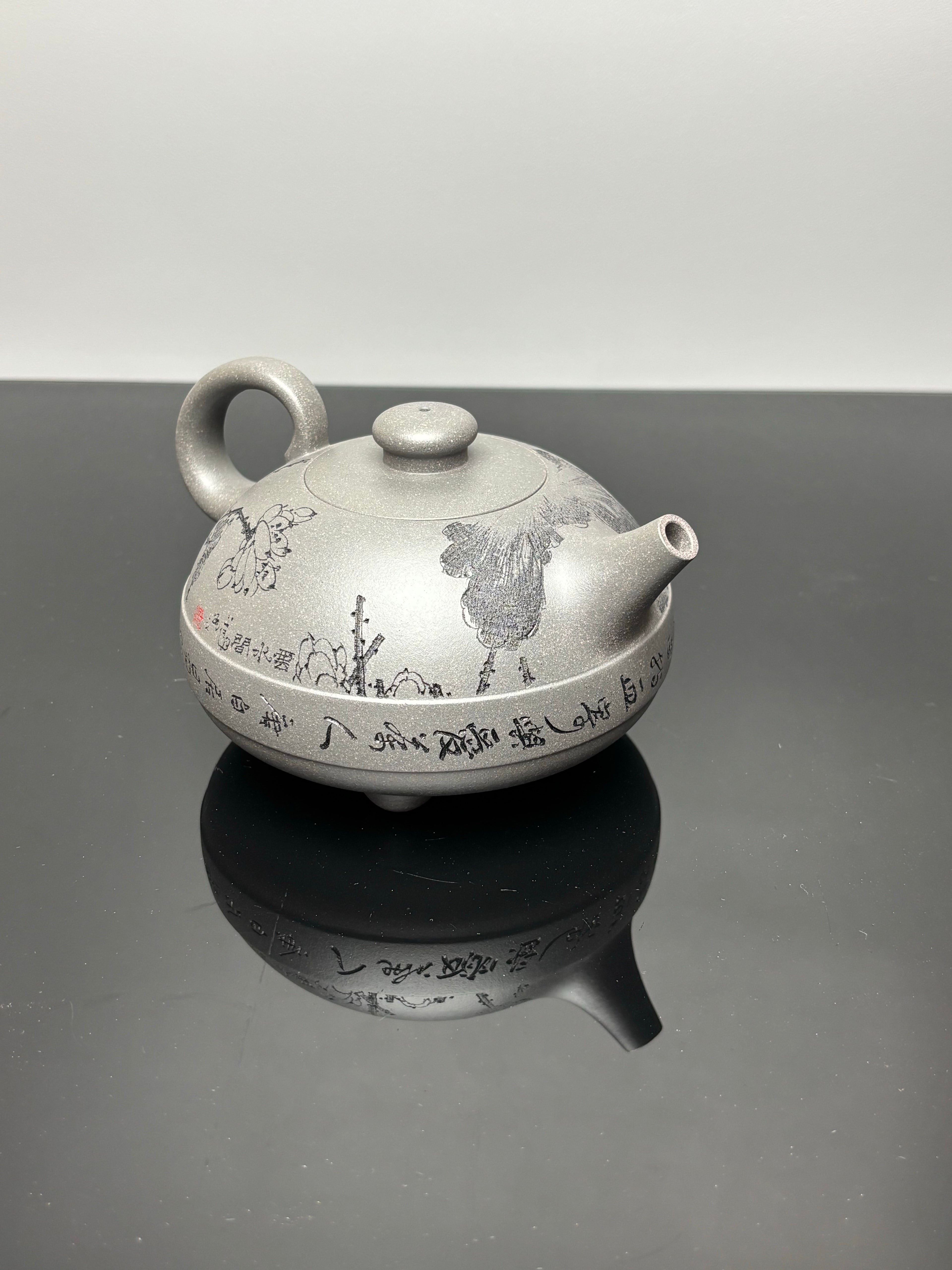 中国紫砂界德艺双馨慈善艺术大家·厉上清大拍金奖同款【玉带壶】原矿优质天青泥·460cc