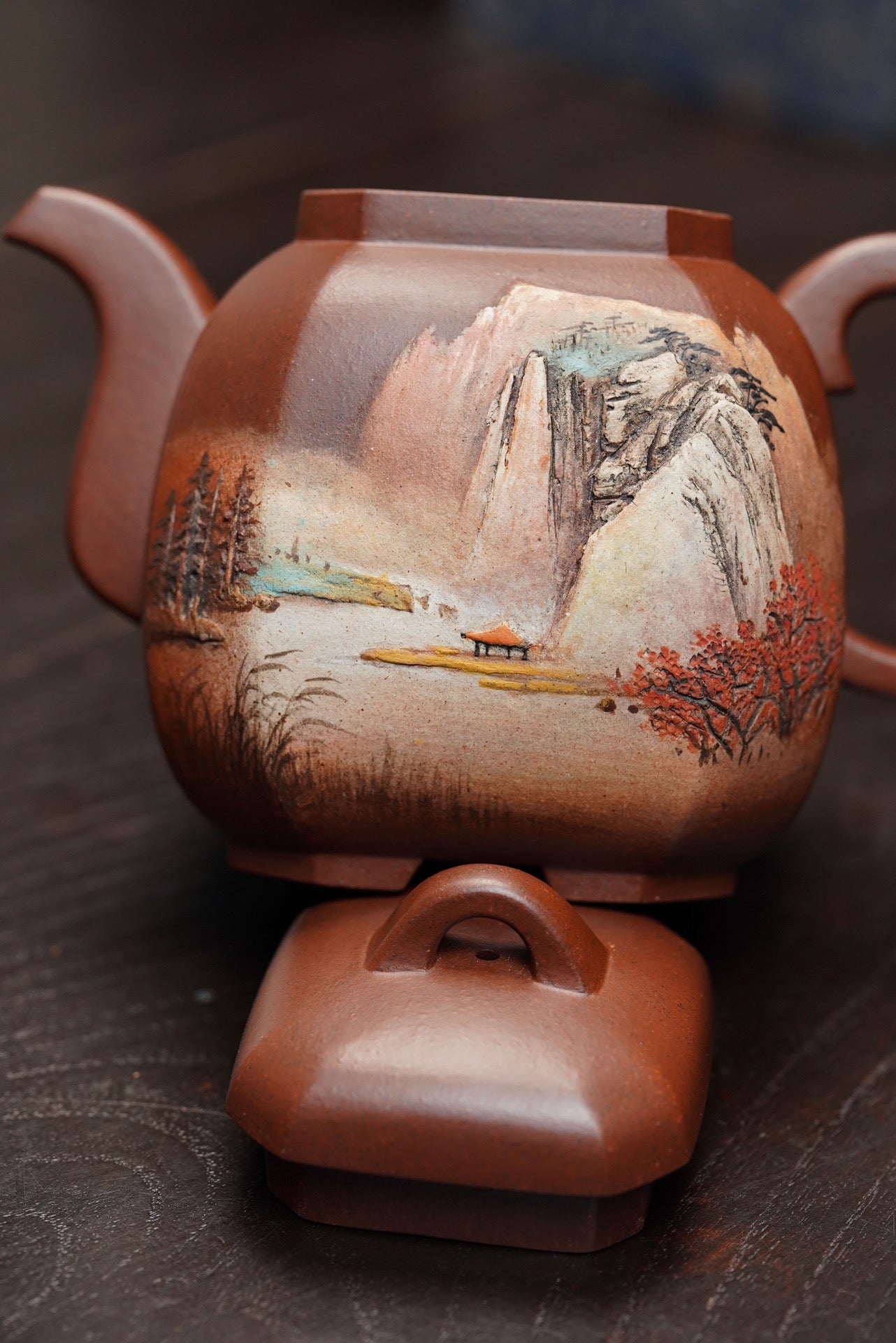 紫砂界的唯一· 一代宗师巨匠何光宏·紫砂堆绘立体意境山水画《福临八方》原矿优质老紫泥·350cc