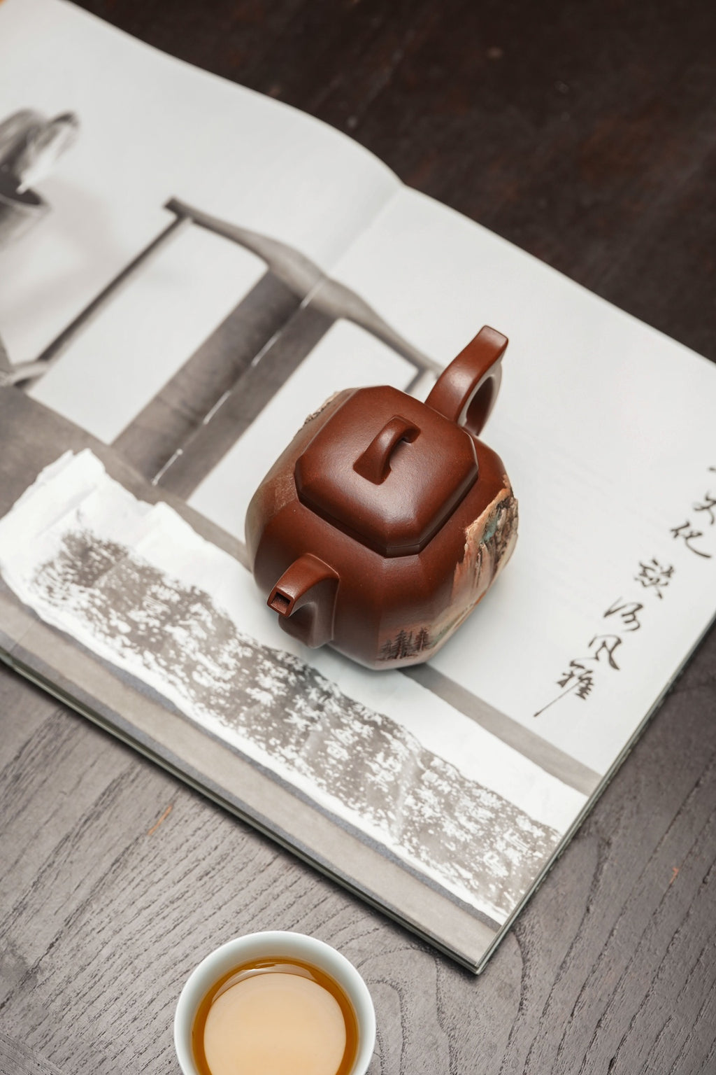 紫砂界的唯一· 一代宗师巨匠何光宏·紫砂堆绘立体意境山水画《福临八方》原矿优质老紫泥·350cc