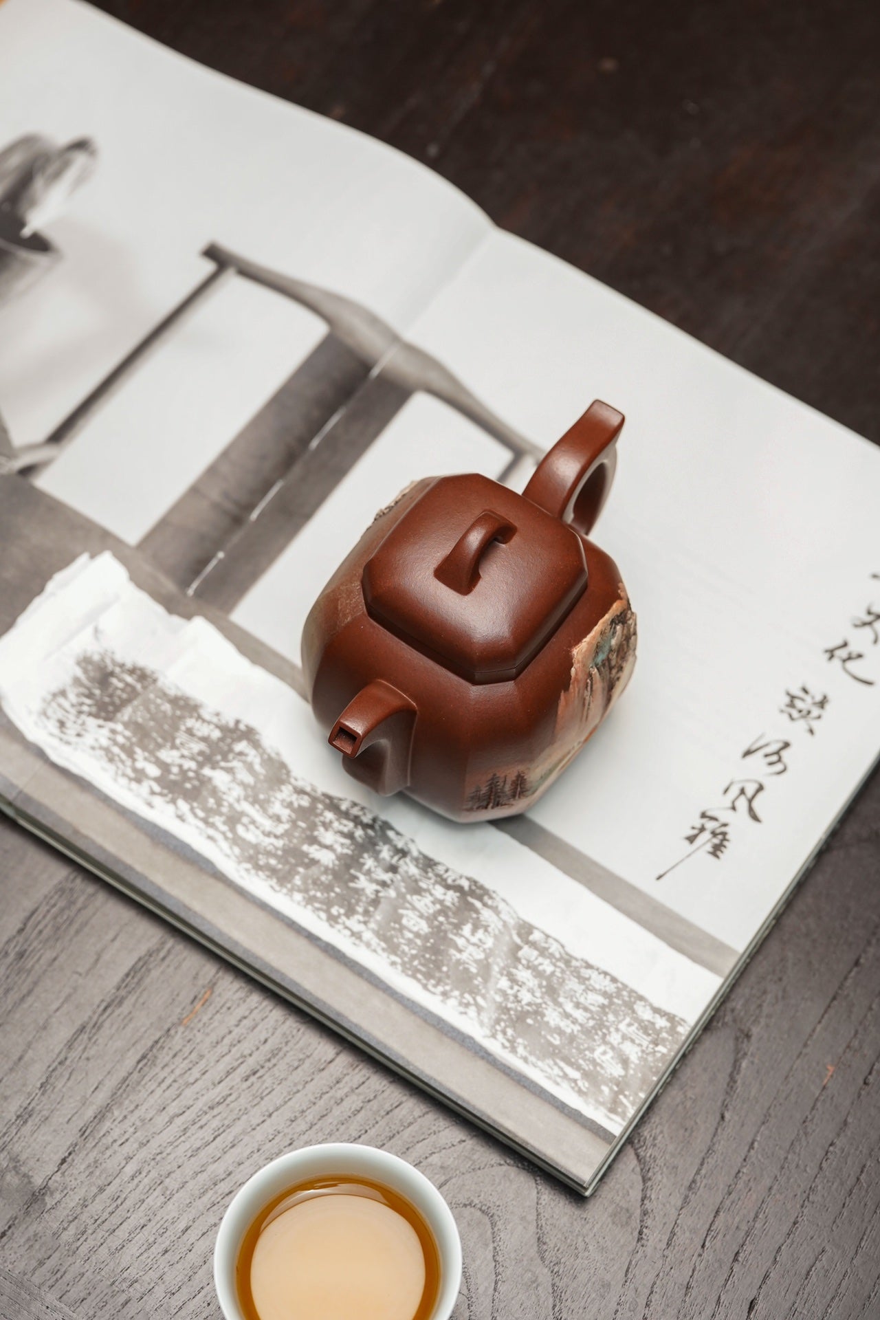 紫砂界的唯一· 一代宗师巨匠何光宏·紫砂堆绘立体意境山水画《福临八方》原矿优质老紫泥·350cc