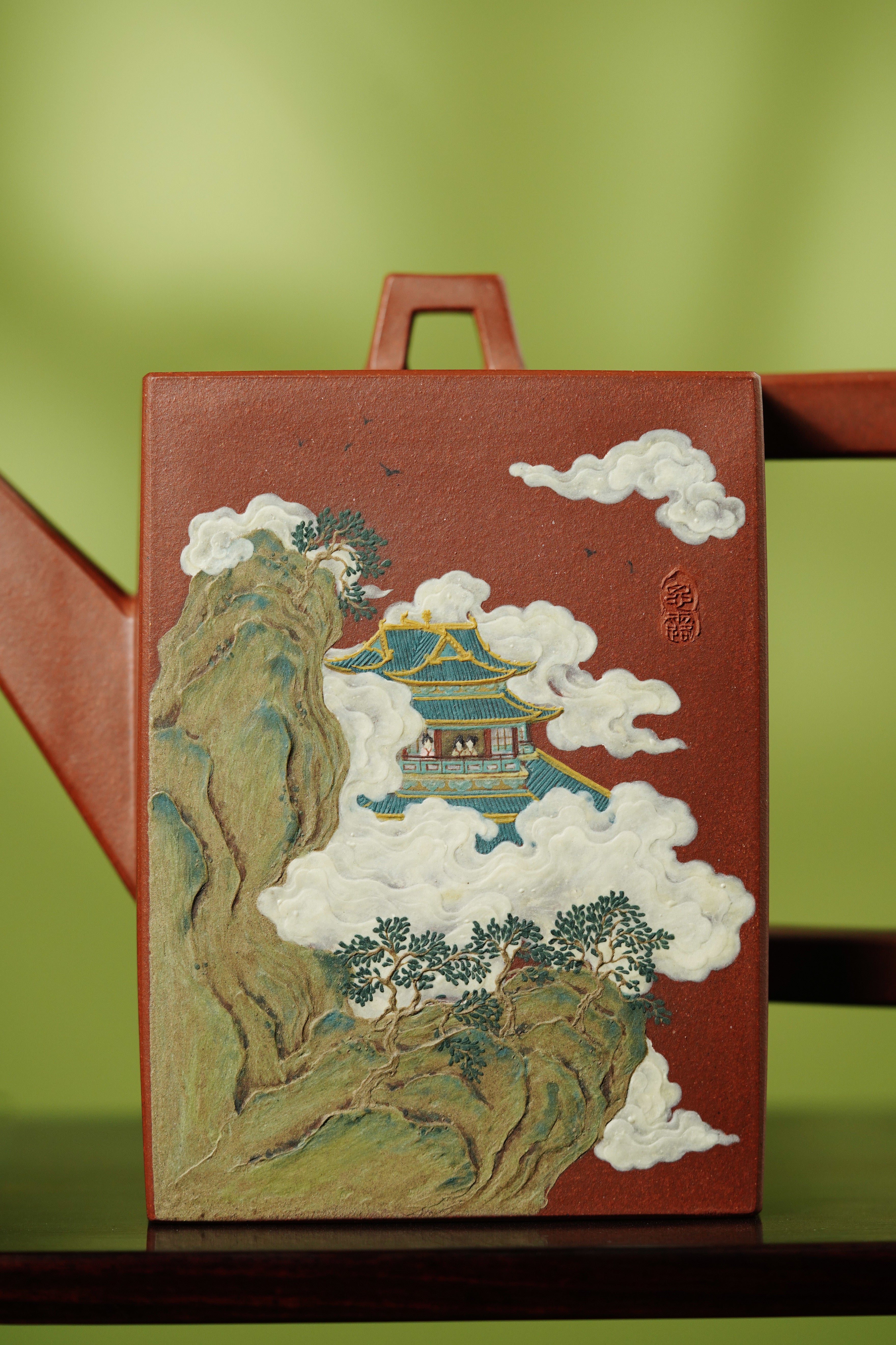 稀世典藏·紫砂孤品｜沈更轶×邱玉林 联诀巅峰之作【砖方壶】原矿优质底槽清·500cc