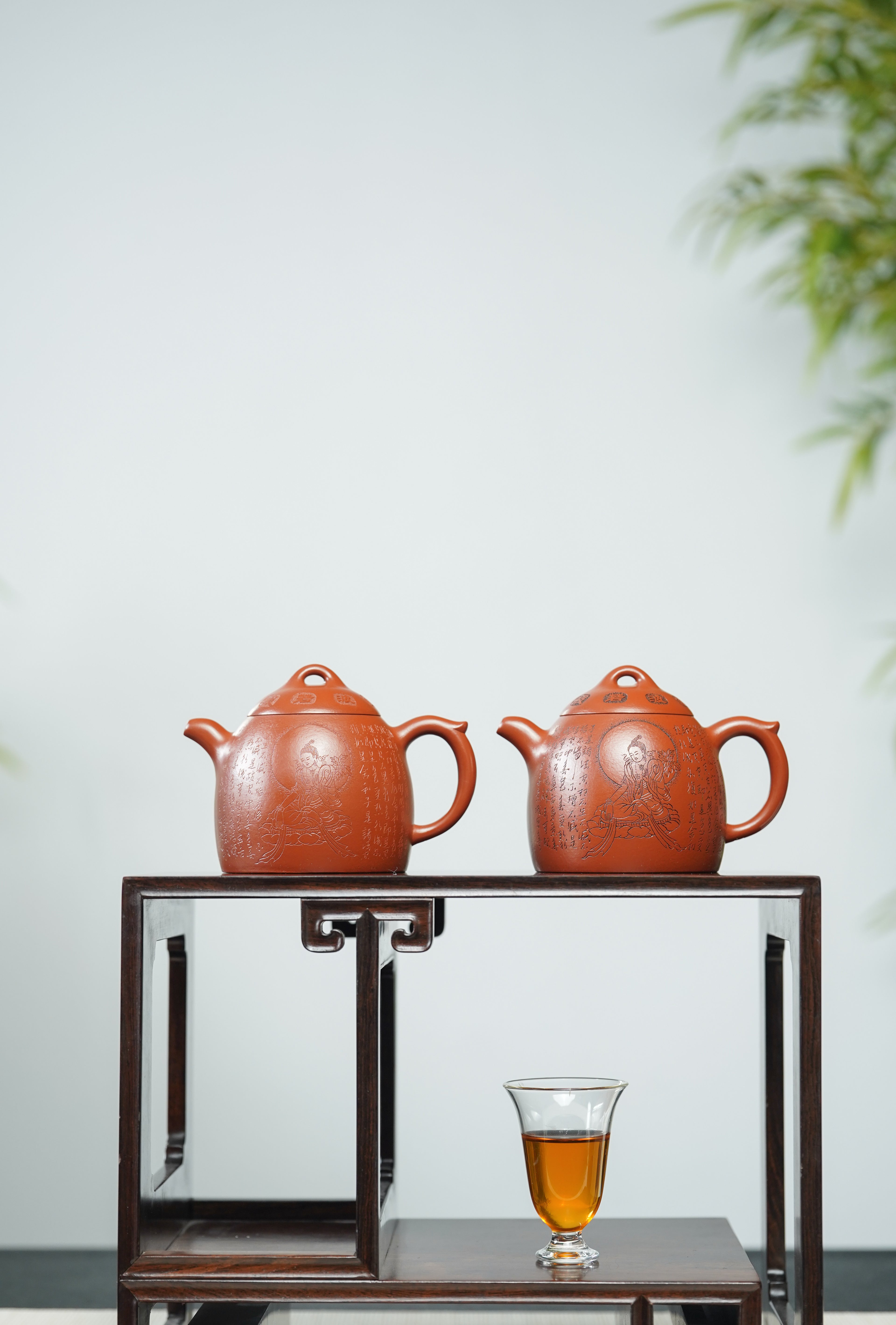 一器藏心经·紫砂纳万福｜郑求标大师｜双心经至尊禅意臻品【心经秦权壶】原矿优质朱泥·250cc