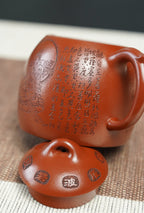 一器藏心经·紫砂纳万福｜郑求标大师｜双心经至尊禅意臻品【心经秦权壶】原矿优质朱泥·250cc