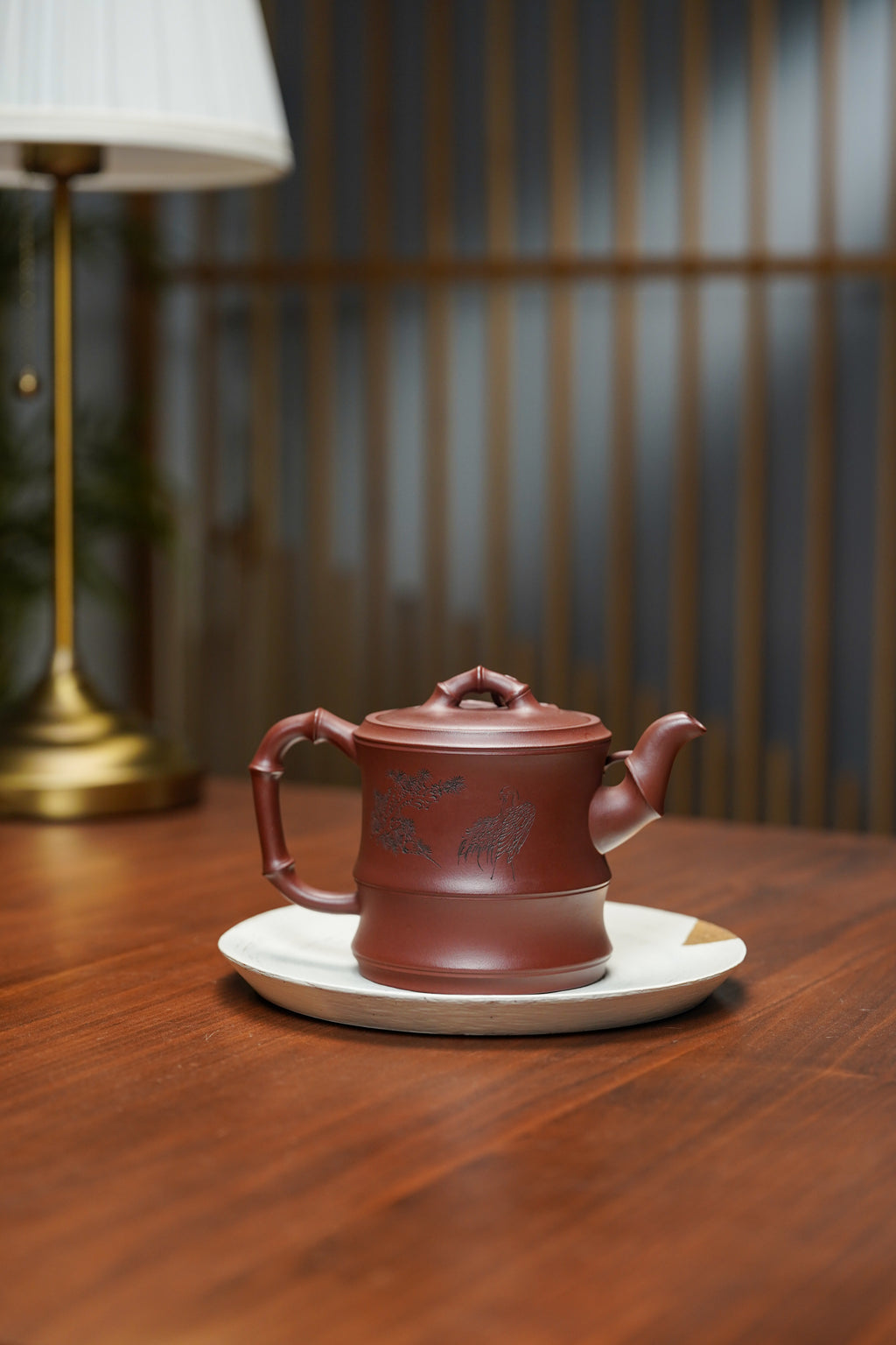 蒋蓉之女 传世花器｜蒋艺华·非遗紫砂巅峰重器《一品竹段壶》原矿优质底槽清·420cc