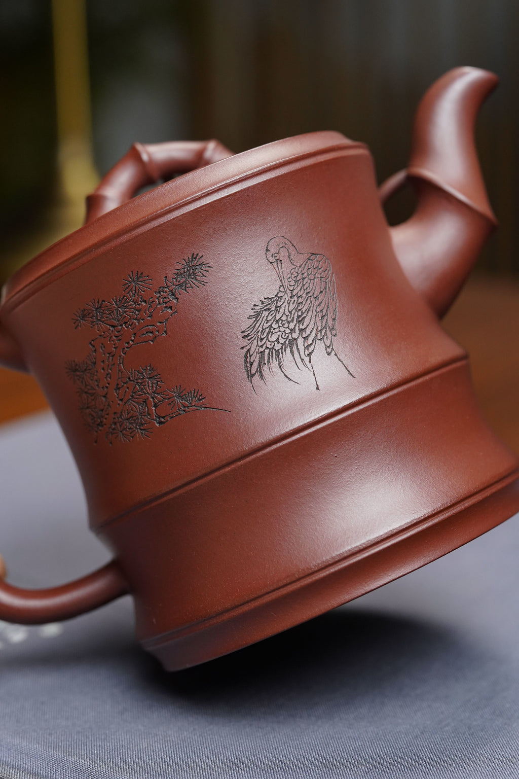 蒋蓉之女 传世花器｜蒋艺华·非遗紫砂巅峰重器《一品竹段壶》原矿优质底槽清·420cc