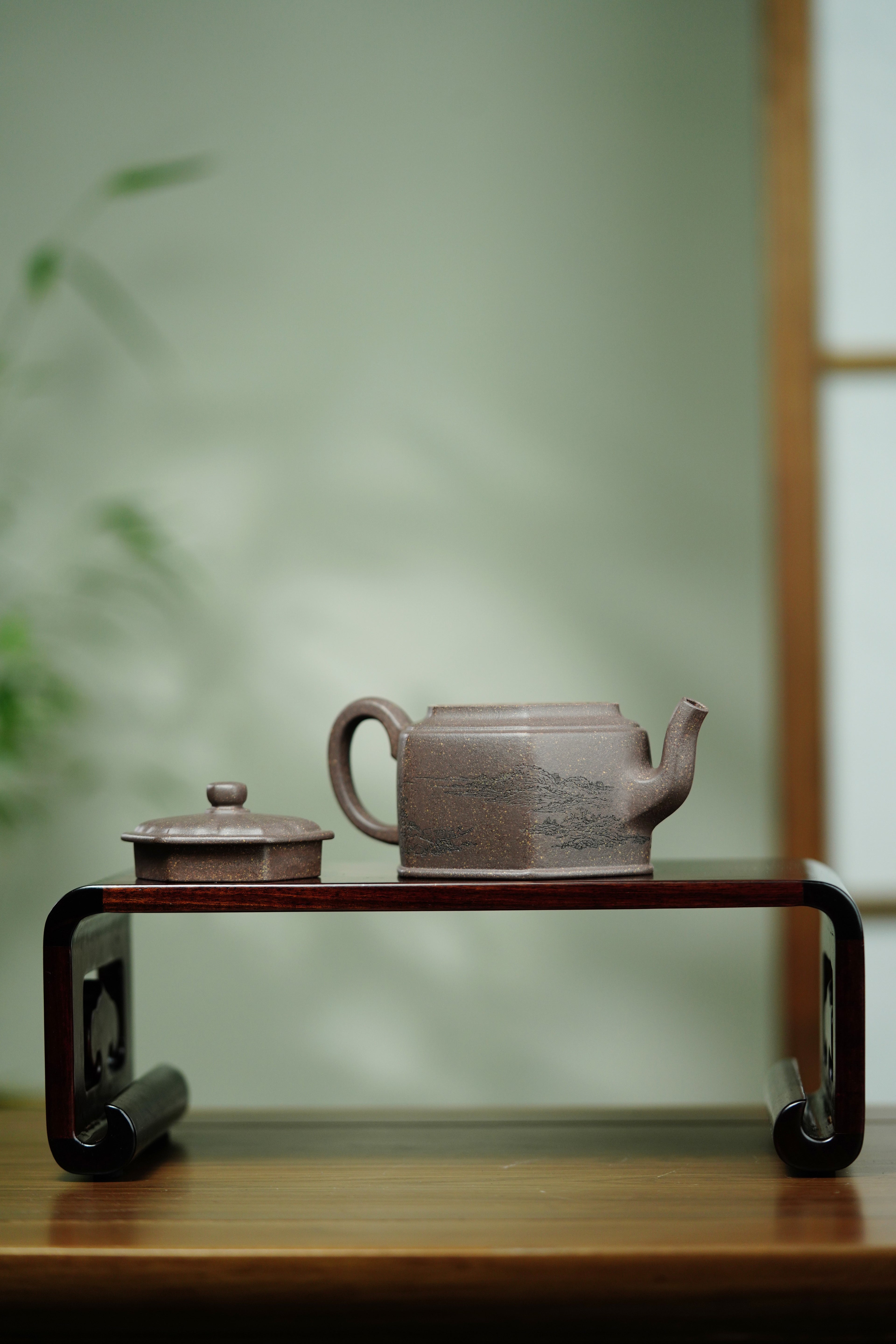 宏林山水·礼藏天下｜陈宏林大师传世巅峰臻品【云壑六方壶】原矿优质紫玉金砂·260cc