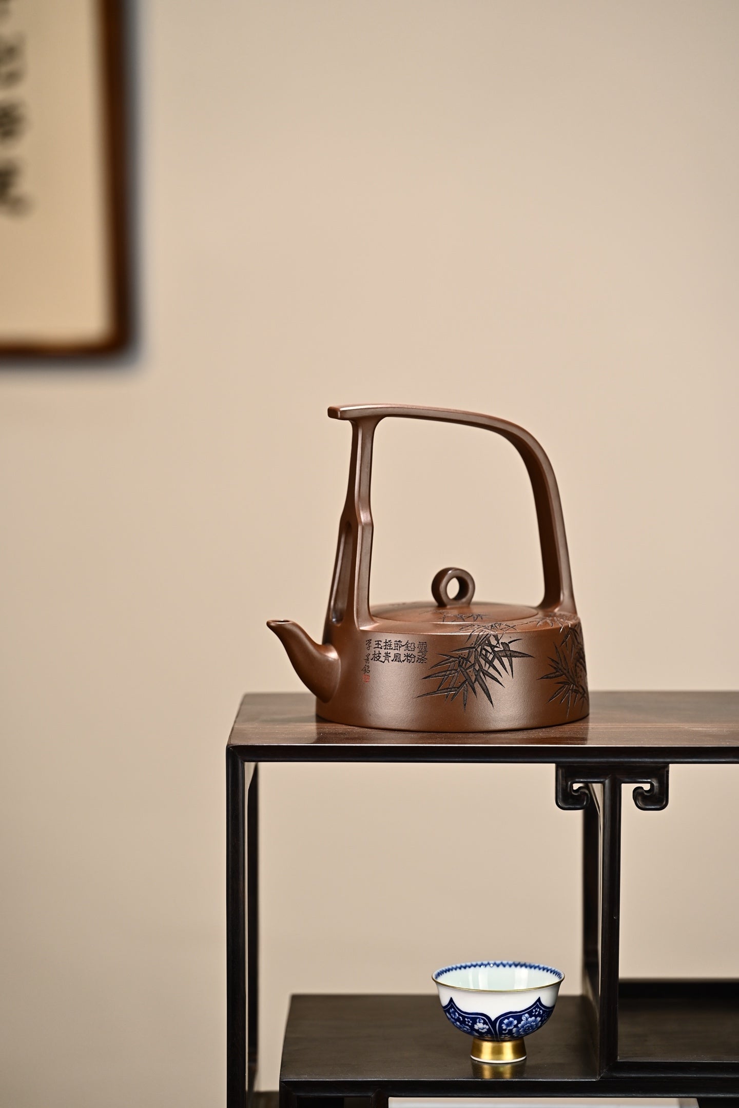 鹧鸪提梁·全手工 /正高工许学芳作品/容量450cc/一厂紫泥