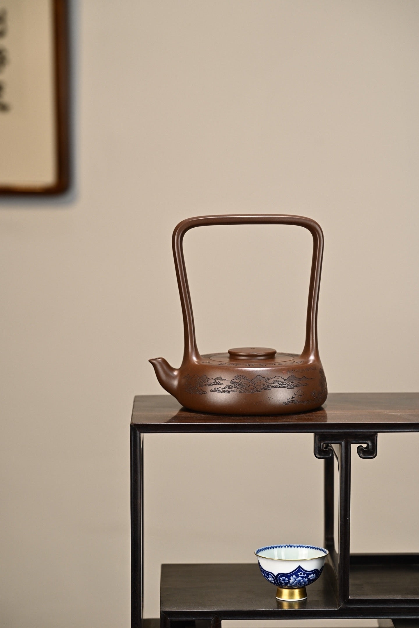 此乐提梁·全手工/正高工许学芳作品 /容量400cc/一厂紫泥