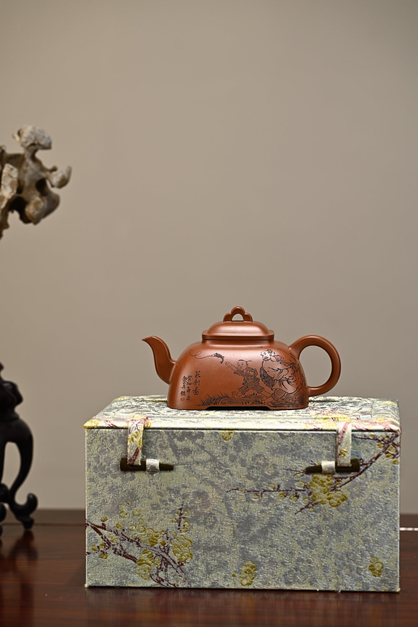 孤菱·全手工 江苏省陶瓷艺术名人正高工许学芳作品 /容量350cc/一厂红皮龙