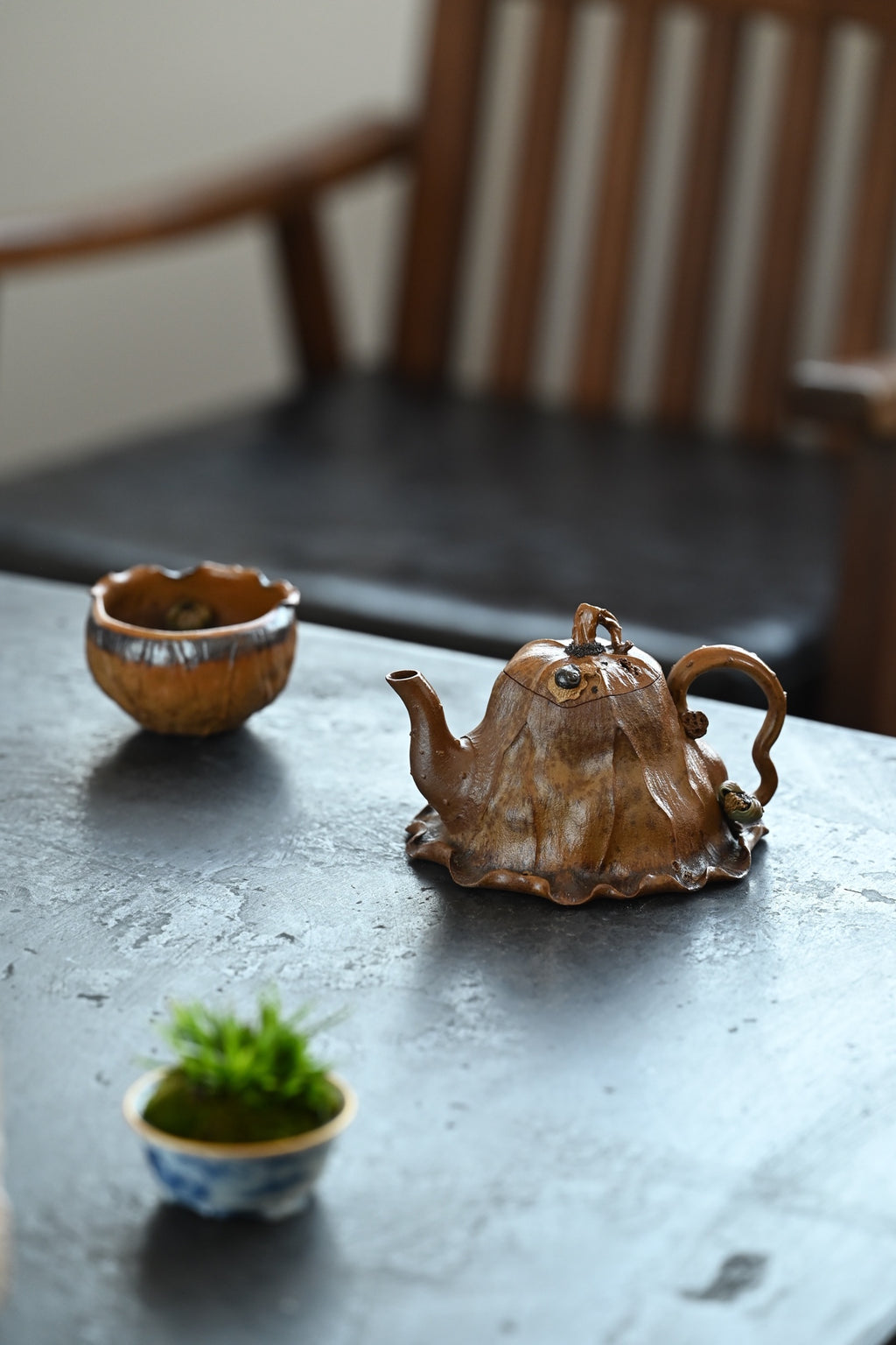 秋菏套组·全手工 /花器实力派陶手原创作品  /壶250cc/杯130cc/极品老段柴烧