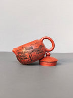 中国紫砂界徽派建筑浮雕巨匠·侍东虎大拍27万同系列重器【小西施壶】全手工精刻 原矿优质金砂朱泥·80cc