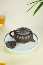 范大生嫡脉｜范秀芳制 范伟群装饰｜双省大师联诀紫砂臻品《扁南瓜壶》原矿优质紫泥·320cc