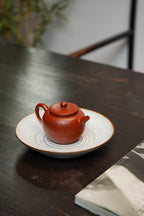 一器藏心经·紫砂纳万福｜郑求标大师｜至尊禅意臻品【平盖莲子壶】原矿优质朱泥·260cc