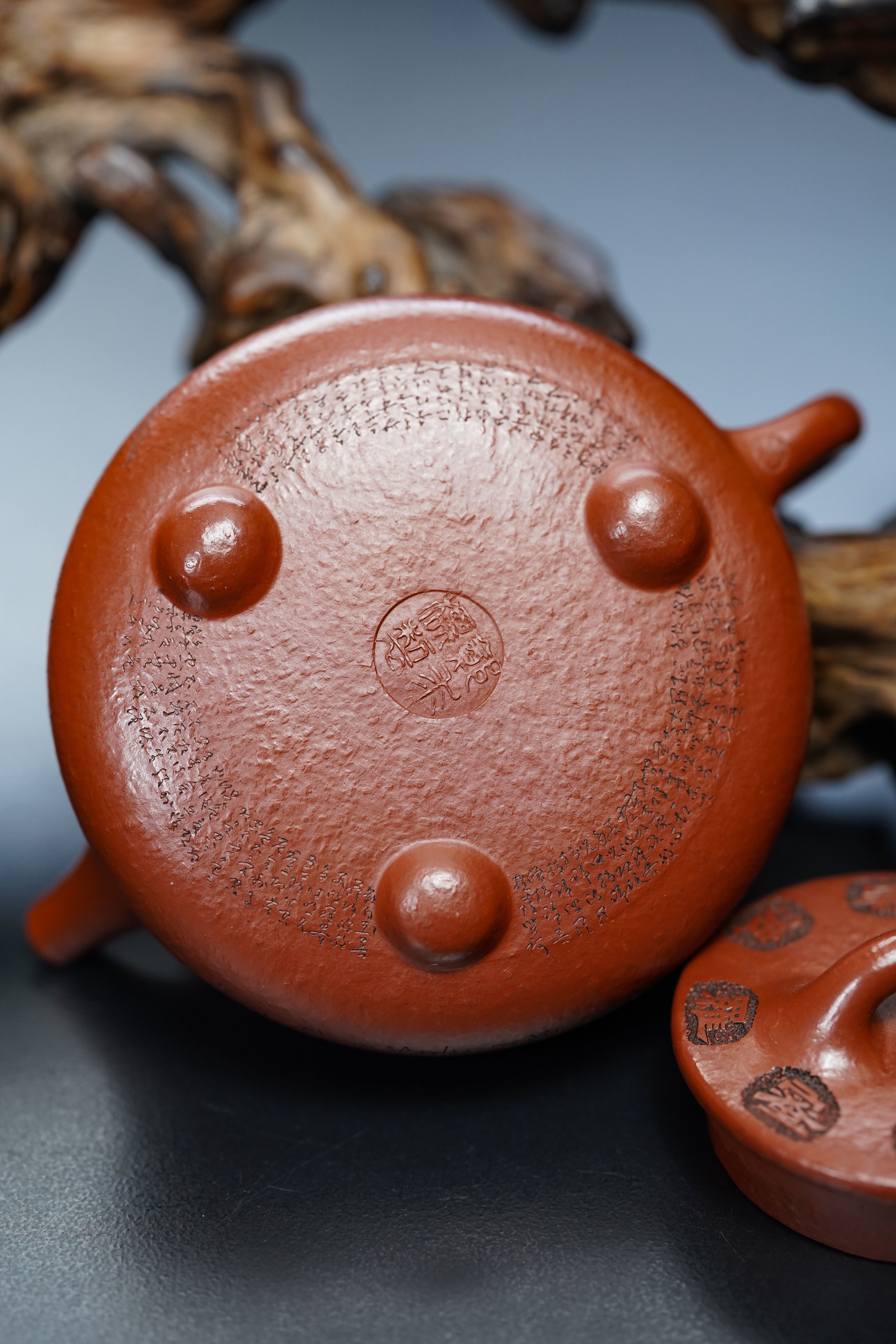 一器藏心经·紫砂纳万福｜郑求标大师｜双心经至尊禅意臻品【平盖石瓢】原矿优质朱泥·180cc