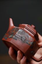 彩刻江山 礼藏之巅｜紫砂界彩刻山水标杆·李峰臻品《六方德钟壶》礼藏双绝 传世重器原矿优质底槽清·230cc