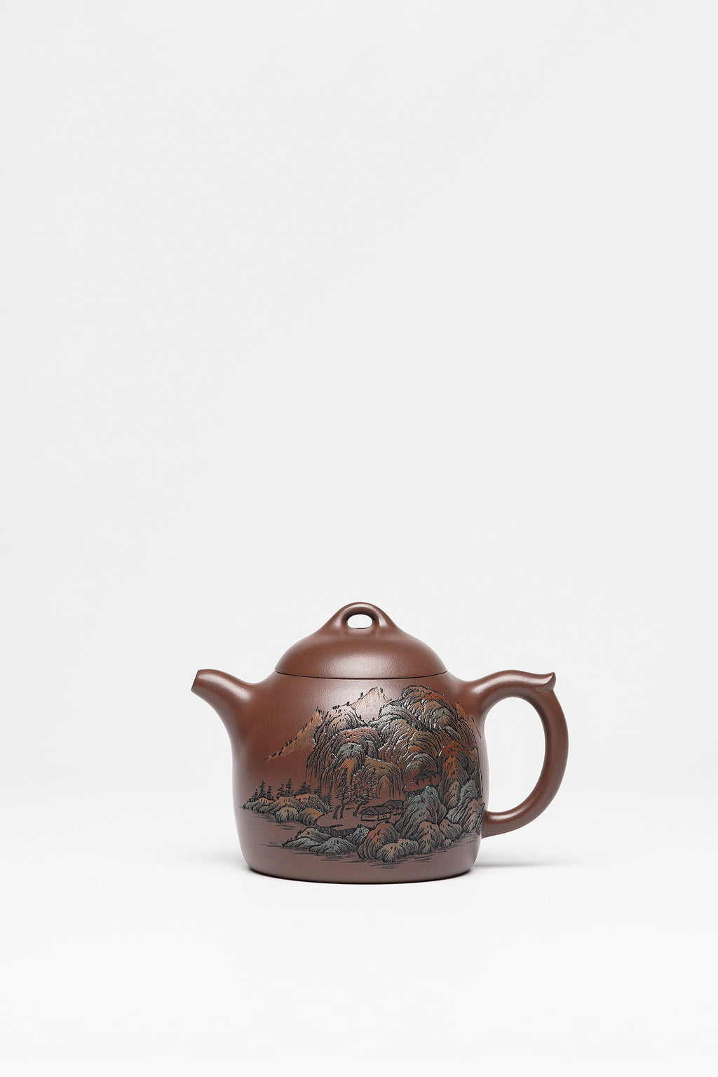 彩刻江山 礼藏之巅｜紫砂界彩刻山水标杆·李峰大拍16.5万臻品《秦权壶》原矿优质底槽清·280cc
