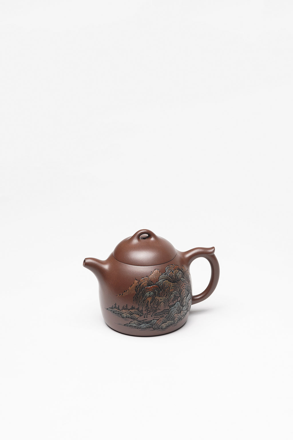 彩刻江山 礼藏之巅｜紫砂界彩刻山水标杆·李峰大拍16.5万臻品《秦权壶》原矿优质底槽清·280cc