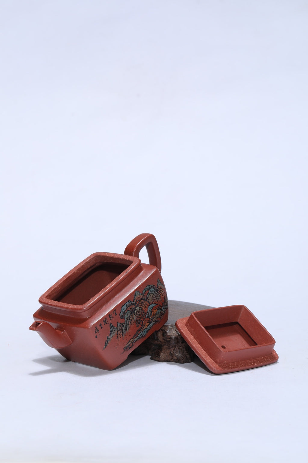 彩刻江山 礼藏之巅｜紫砂界彩刻山水标杆·李峰臻品《随缘壶》原矿优质底槽清·200cc