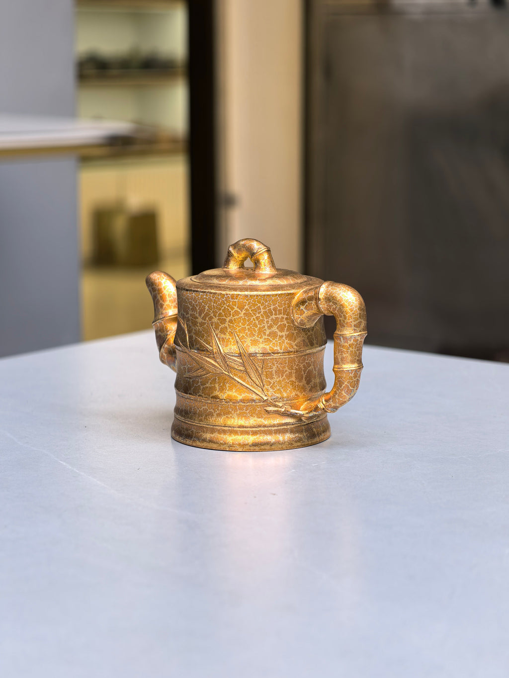 范泽锋高徒·邱爽紫砂潜力重器《节节高升壶》原矿优质底槽清·230cc（黄金贝壳烧）