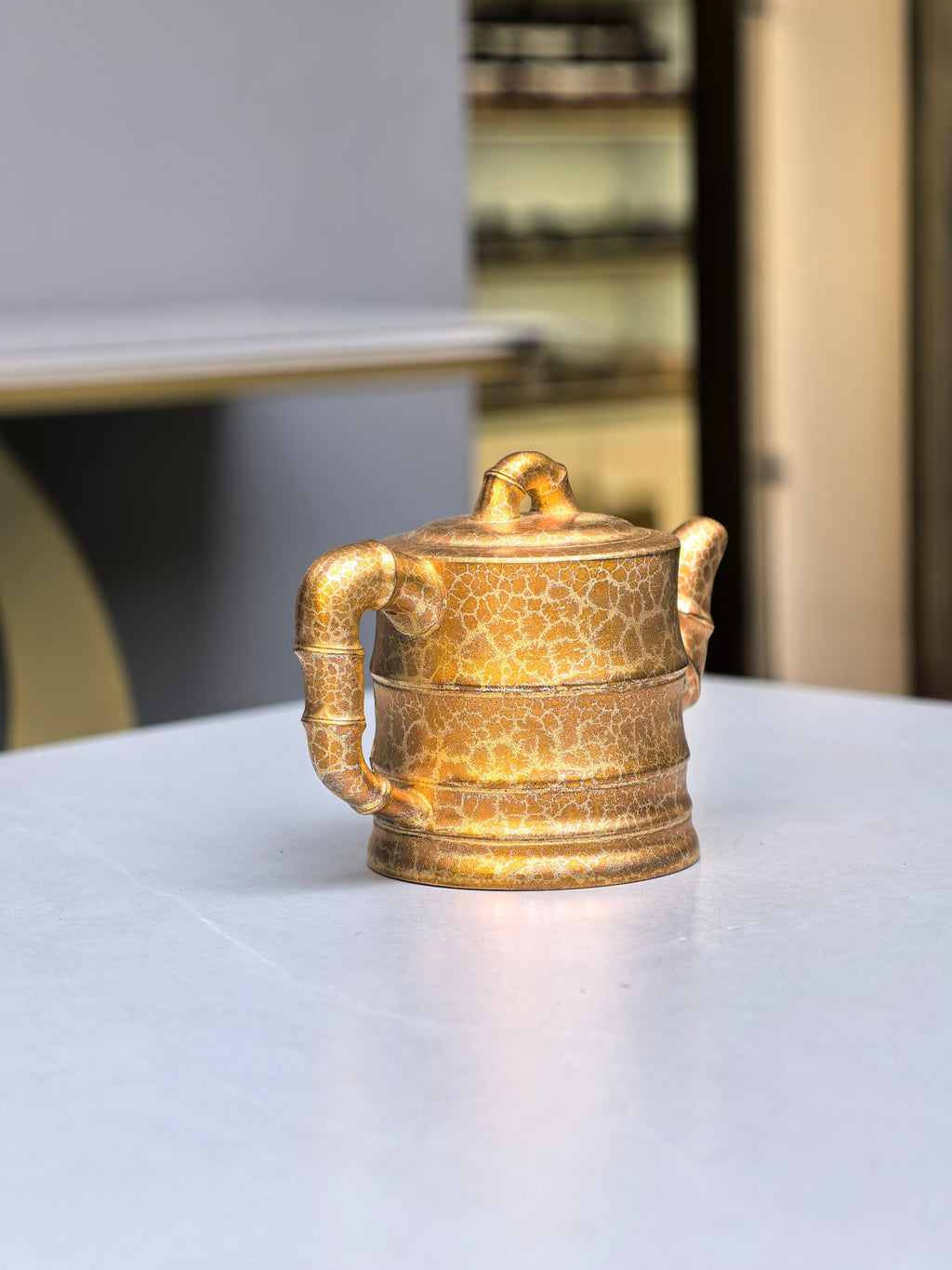 范泽锋高徒·邱爽紫砂潜力重器《节节高升壶》原矿优质底槽清·230cc（黄金贝壳烧）