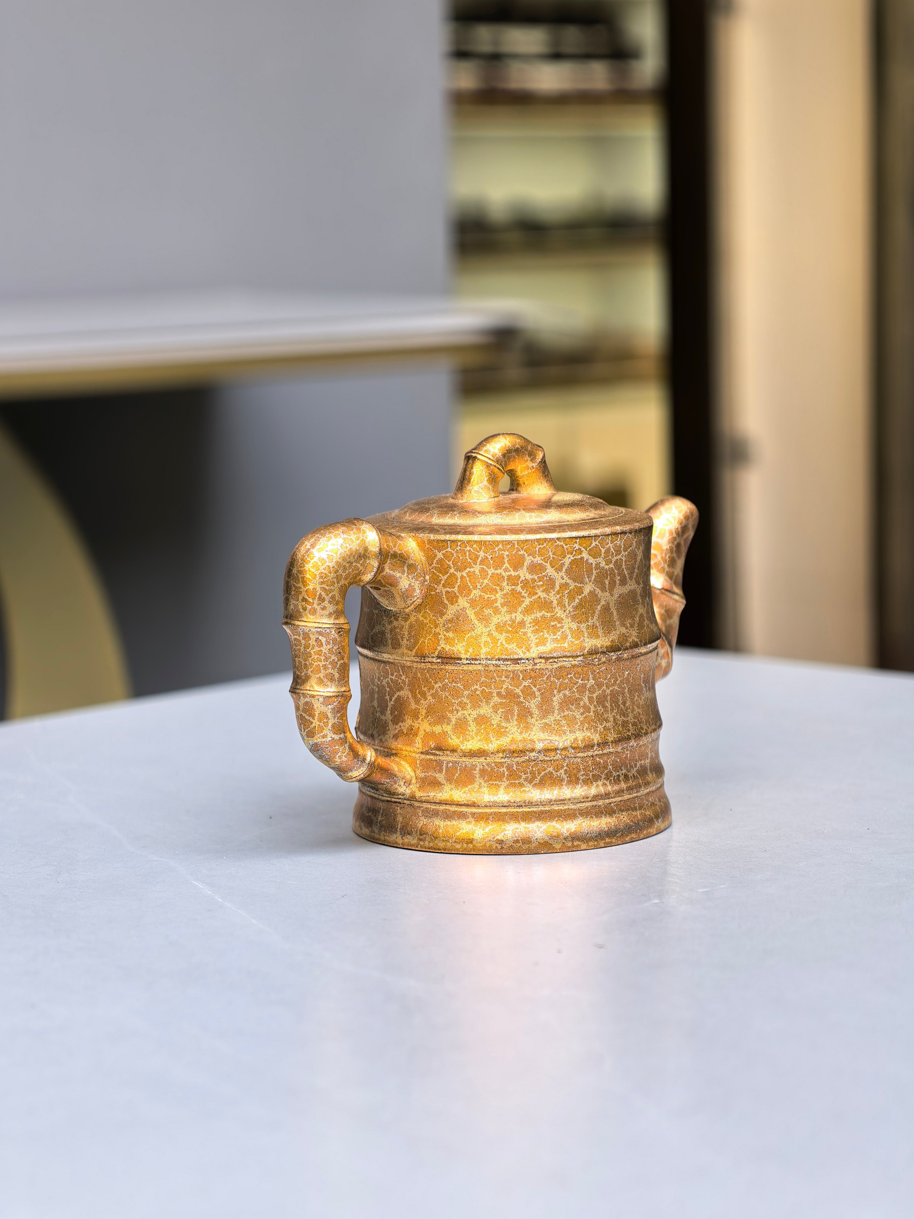 范泽锋高徒·邱爽紫砂潜力重器《节节高升壶》原矿优质底槽清·230cc（黄金贝壳烧）
