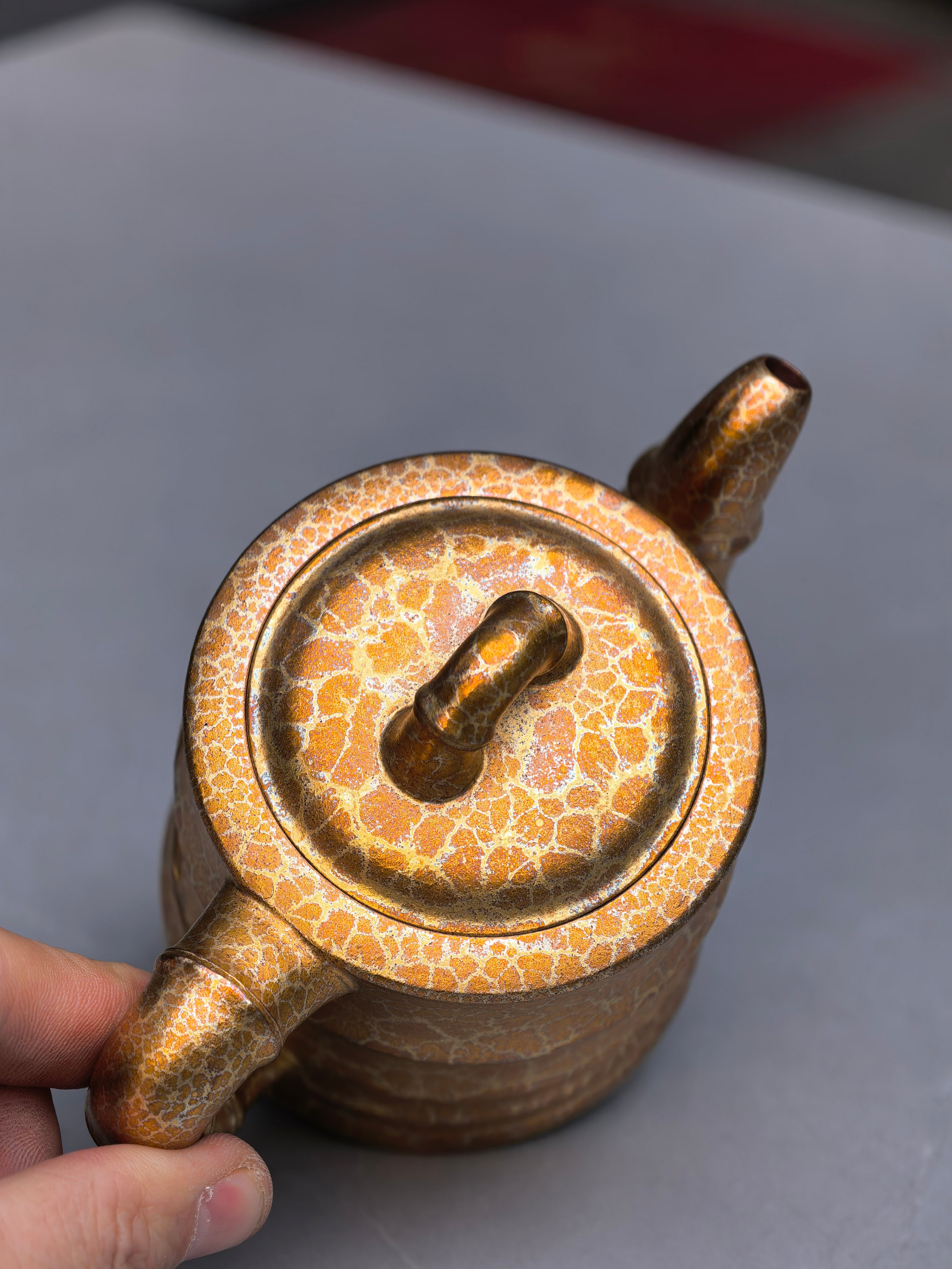 范泽锋高徒·邱爽紫砂潜力重器《节节高升壶》原矿优质底槽清·230cc（黄金贝壳烧）