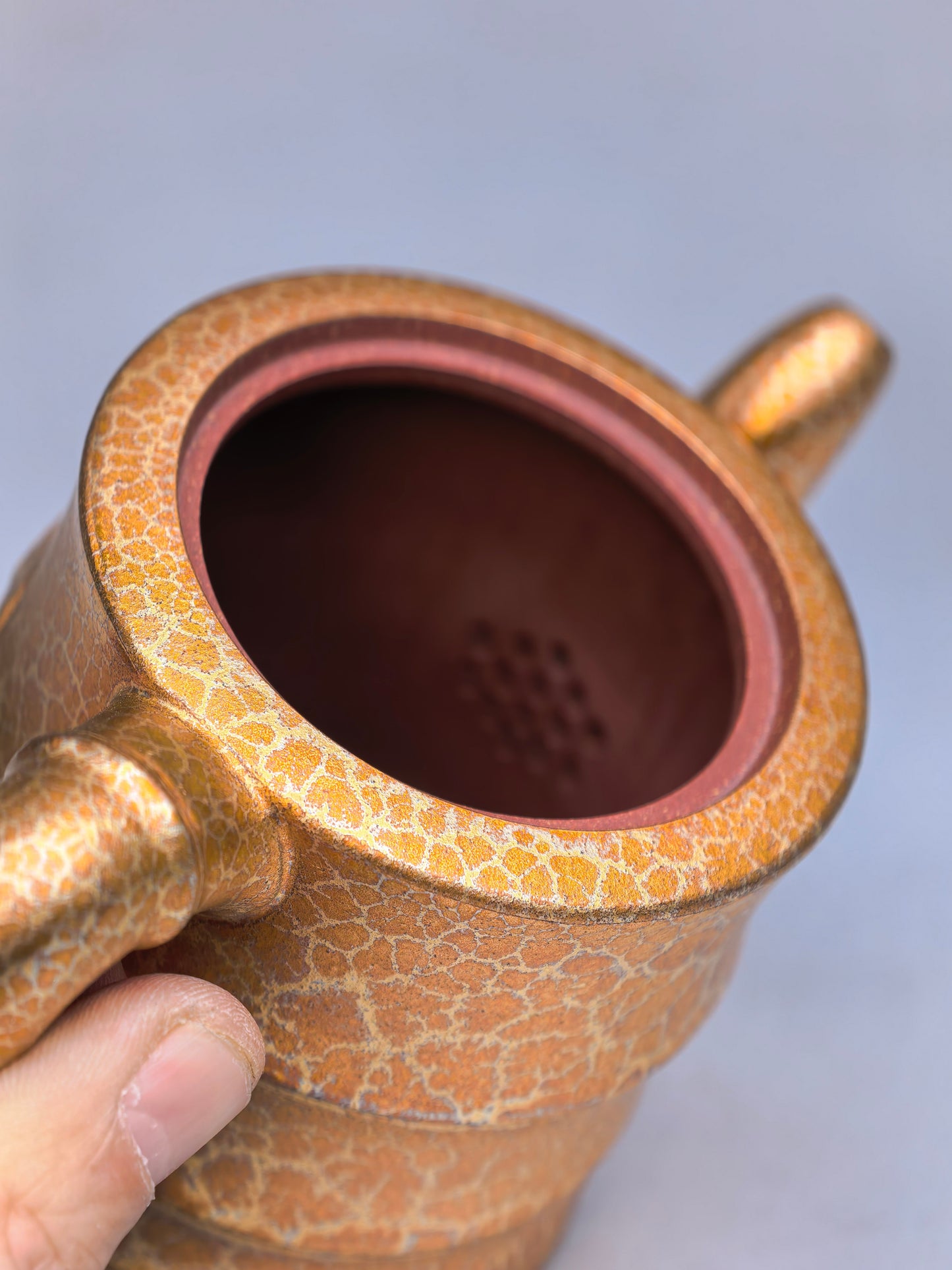范泽锋高徒·邱爽紫砂潜力重器《节节高升壶》原矿优质底槽清·230cc（黄金贝壳烧）