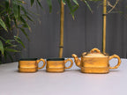 范泽锋高徒·邱爽紫砂潜力重器《竹段套组》优质苏门答腊青·260cc（黄金贝壳烧）