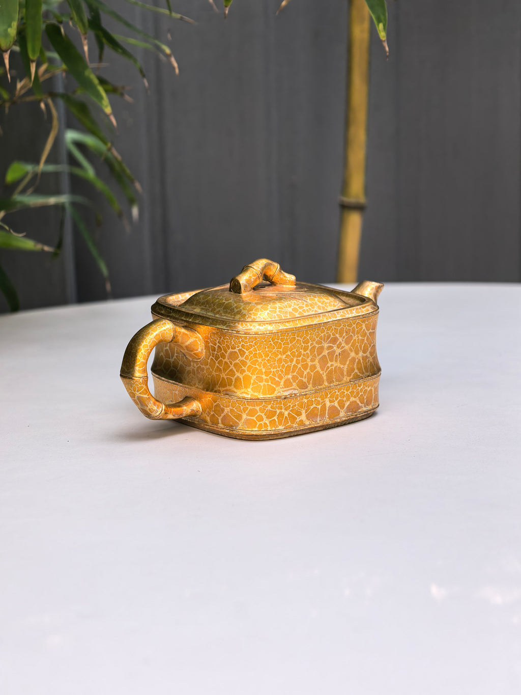 范泽锋高徒·邱爽紫砂潜力重器《竹段套组》优质苏门答腊青·260cc（黄金贝壳烧）