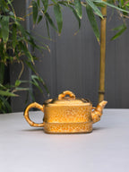 范泽锋高徒·邱爽紫砂潜力重器《竹段套组》优质苏门答腊青·260cc（黄金贝壳烧）