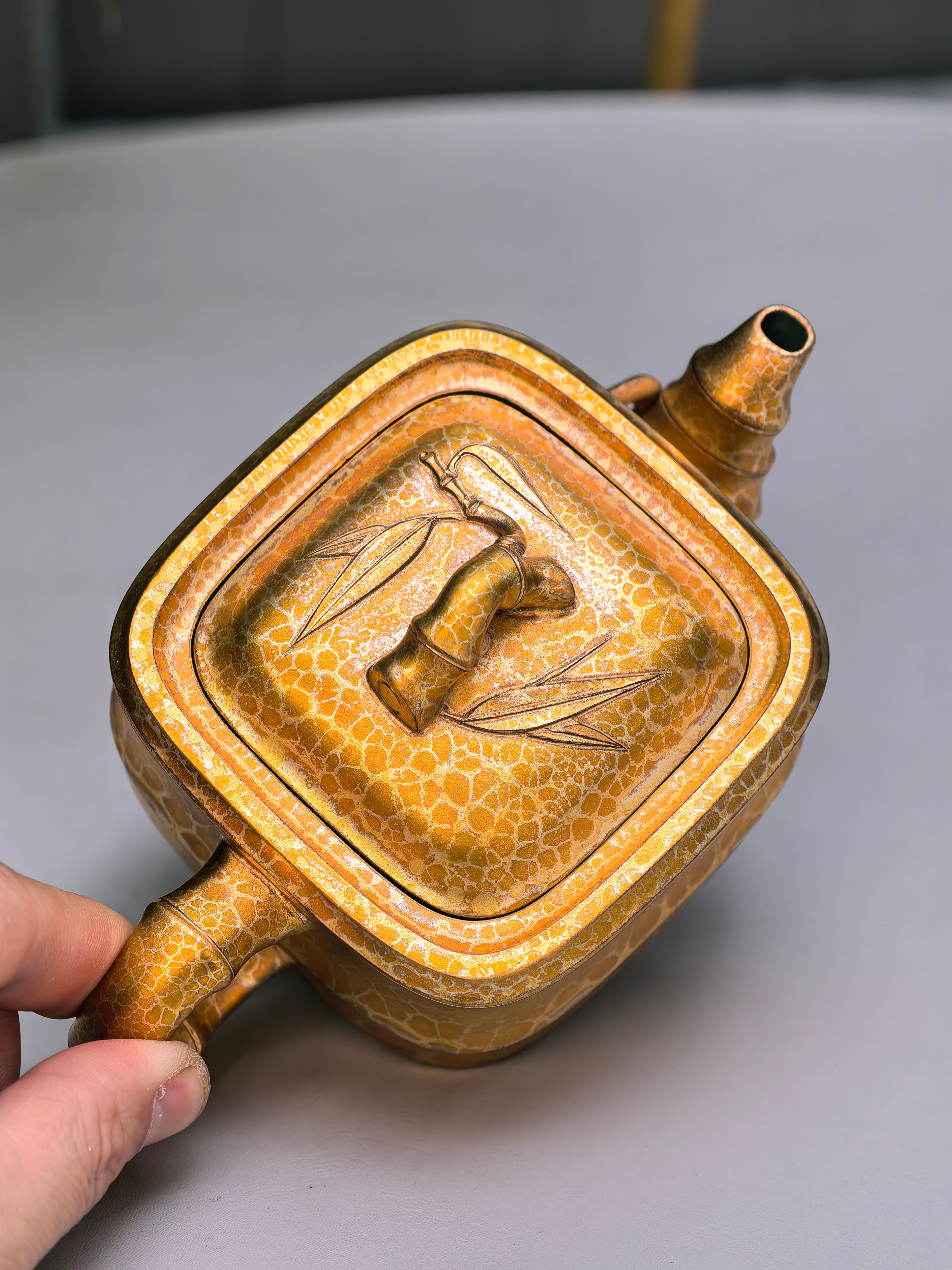范泽锋高徒·邱爽紫砂潜力重器《竹段套组》优质苏门答腊青·260cc（黄金贝壳烧）
